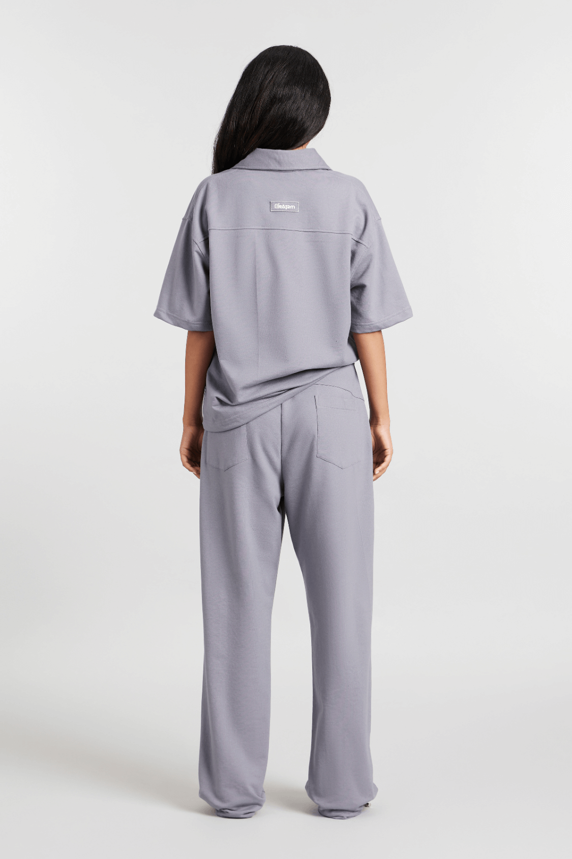 Co-ord Set: Boyfriend's Borrowed Polo Tee & Pants in Grey