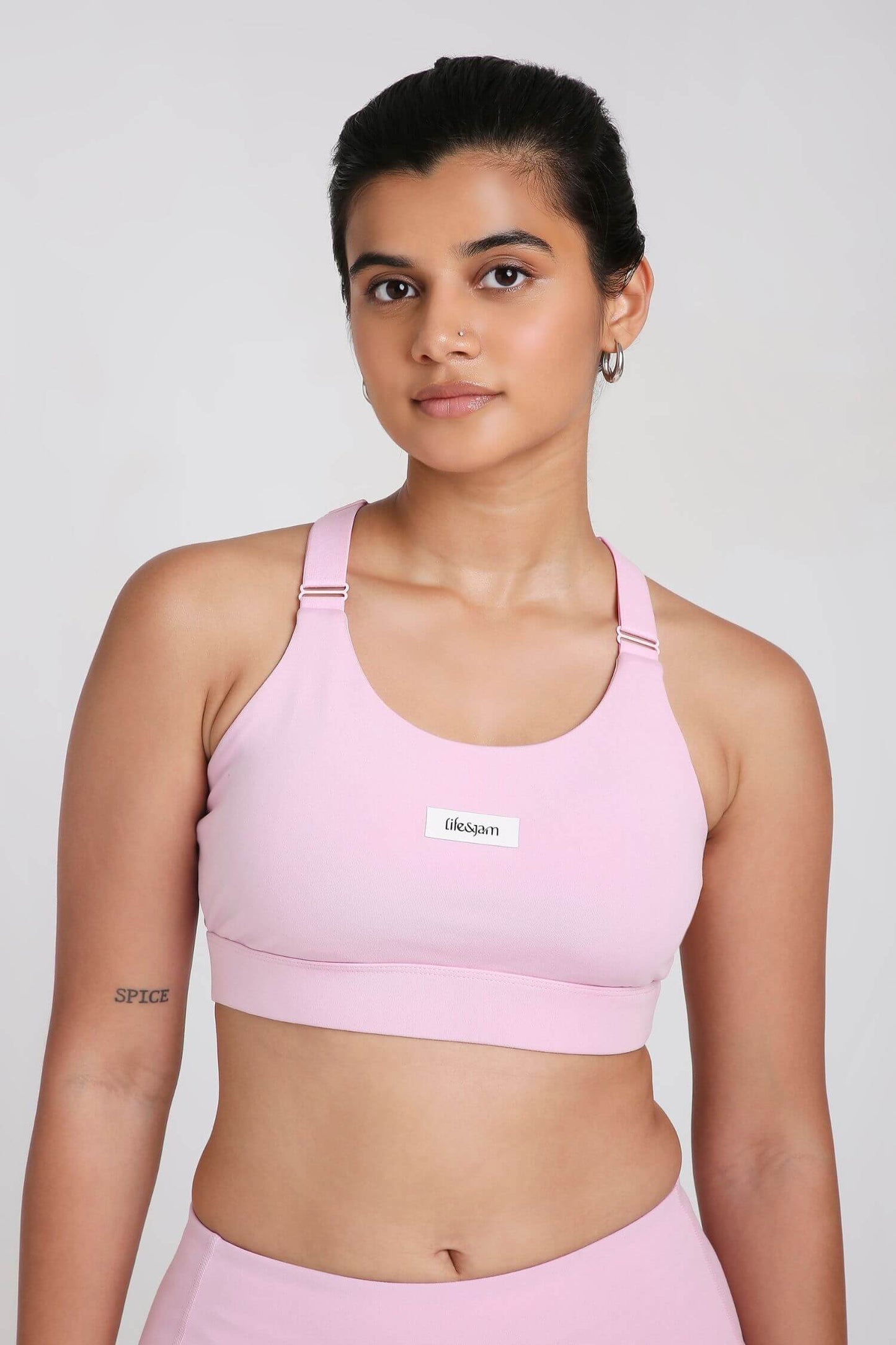 Co-ord Set: Adjustable Straps Sports Bra + Leggings in Cotton Candy 2.0