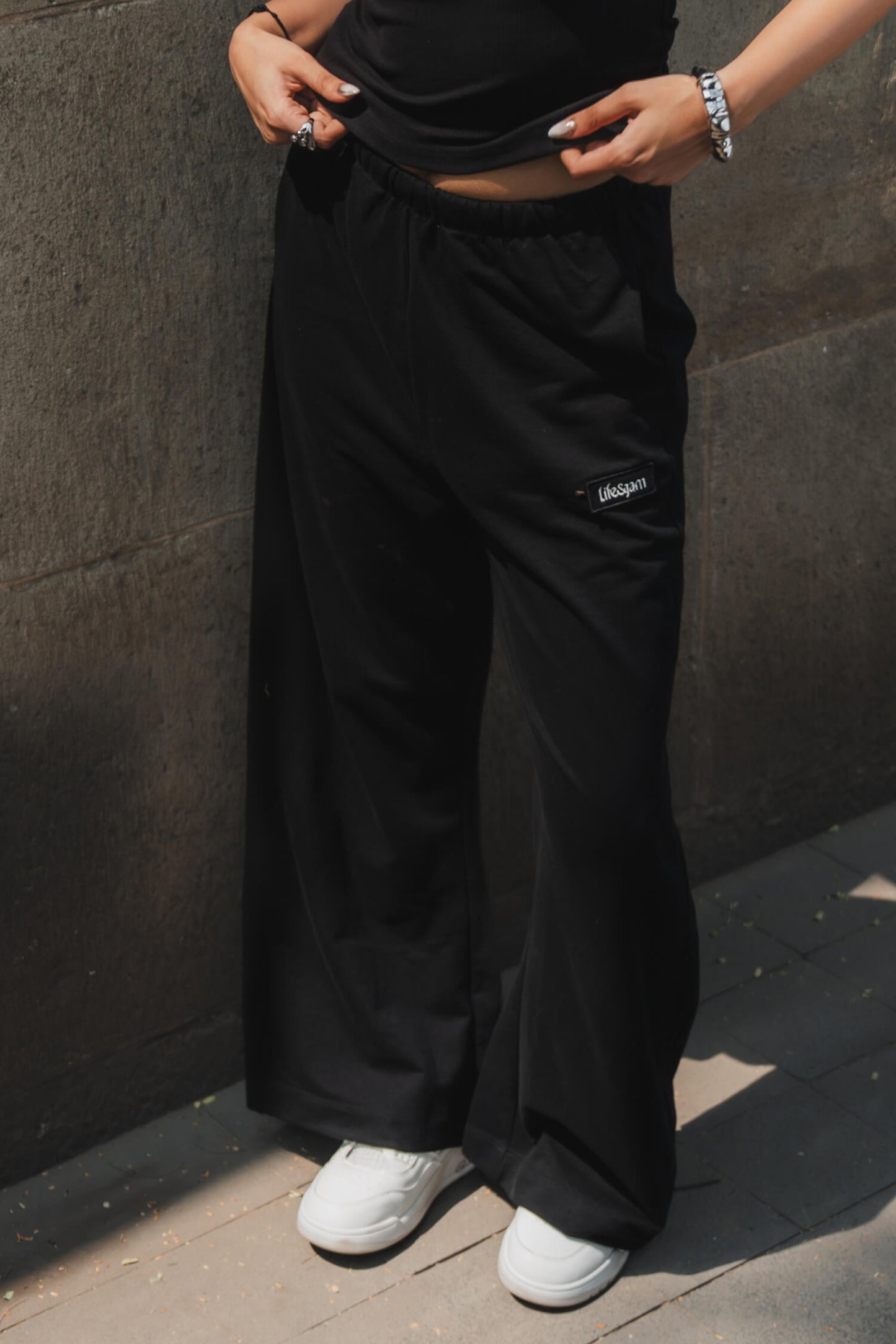 Oversized Loungers with drawstring in True Black