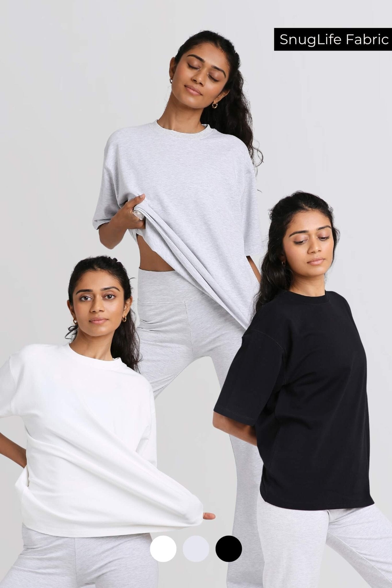 3 Pack: Oversized Tee in Snow White, Greystone and True Black - Life & Jam