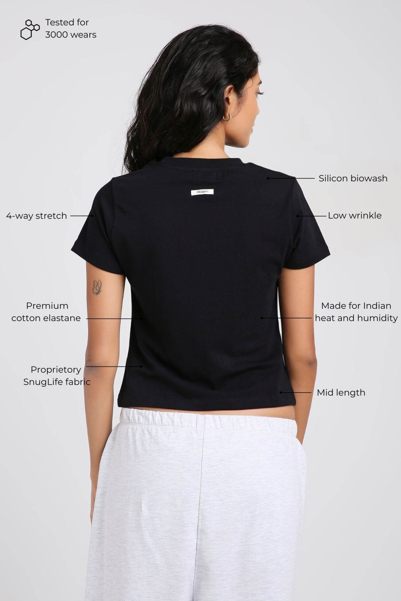3 Pack: Relaxed Tee in True Black, Greystone & Snow White - Life & Jam