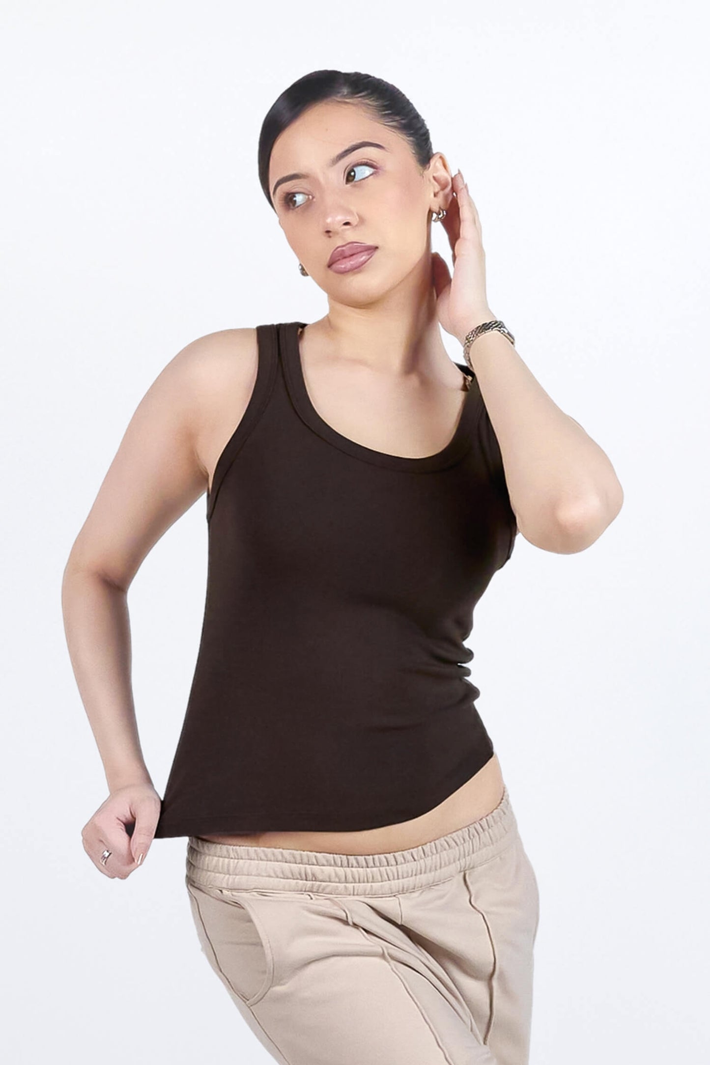 What's The Scoop Tee in Rugged Brown