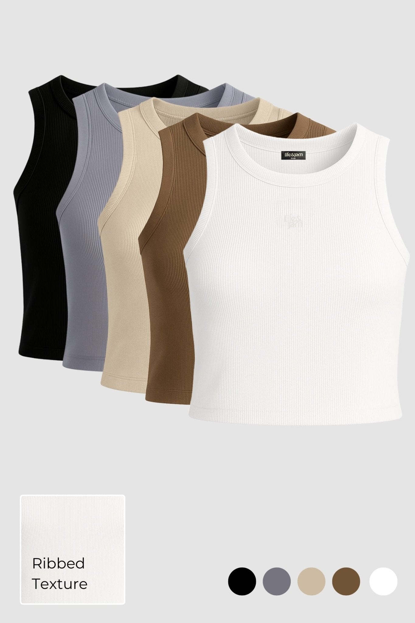 5 Pack: Free Spirit Ribbed Tank - Life & Jam