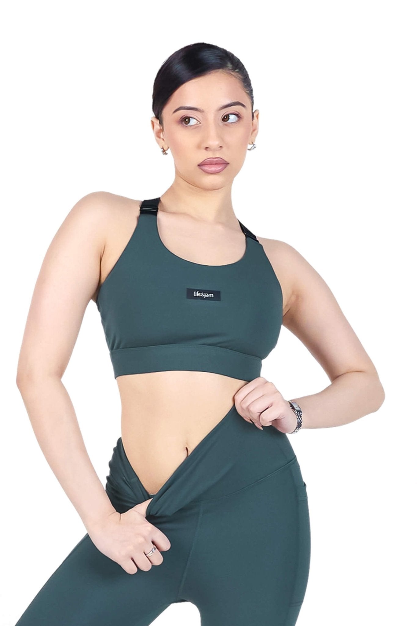Adjustable Straps Sports Bra in Jungle Green 2.O - Life & Jam