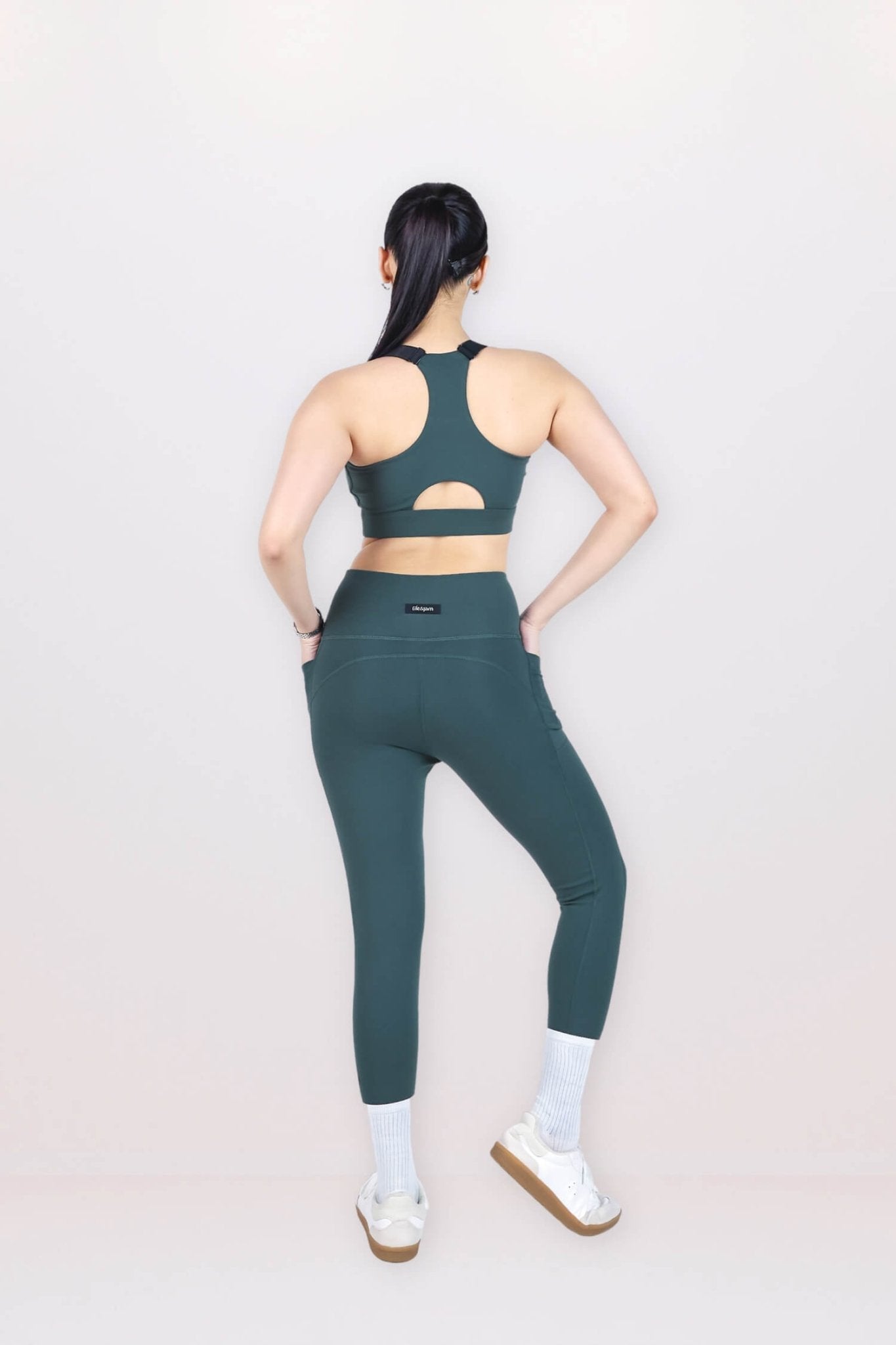 Co - ord Set: Adjustable Straps Sports Bra + Leggings in Jungle Green 2.0 - Life & Jam