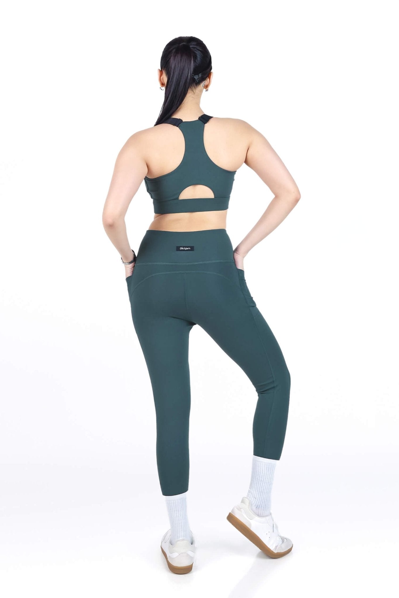 Co - ord Set: Adjustable Straps Sports Bra + Leggings in Jungle Green 2.0 - Life & Jam