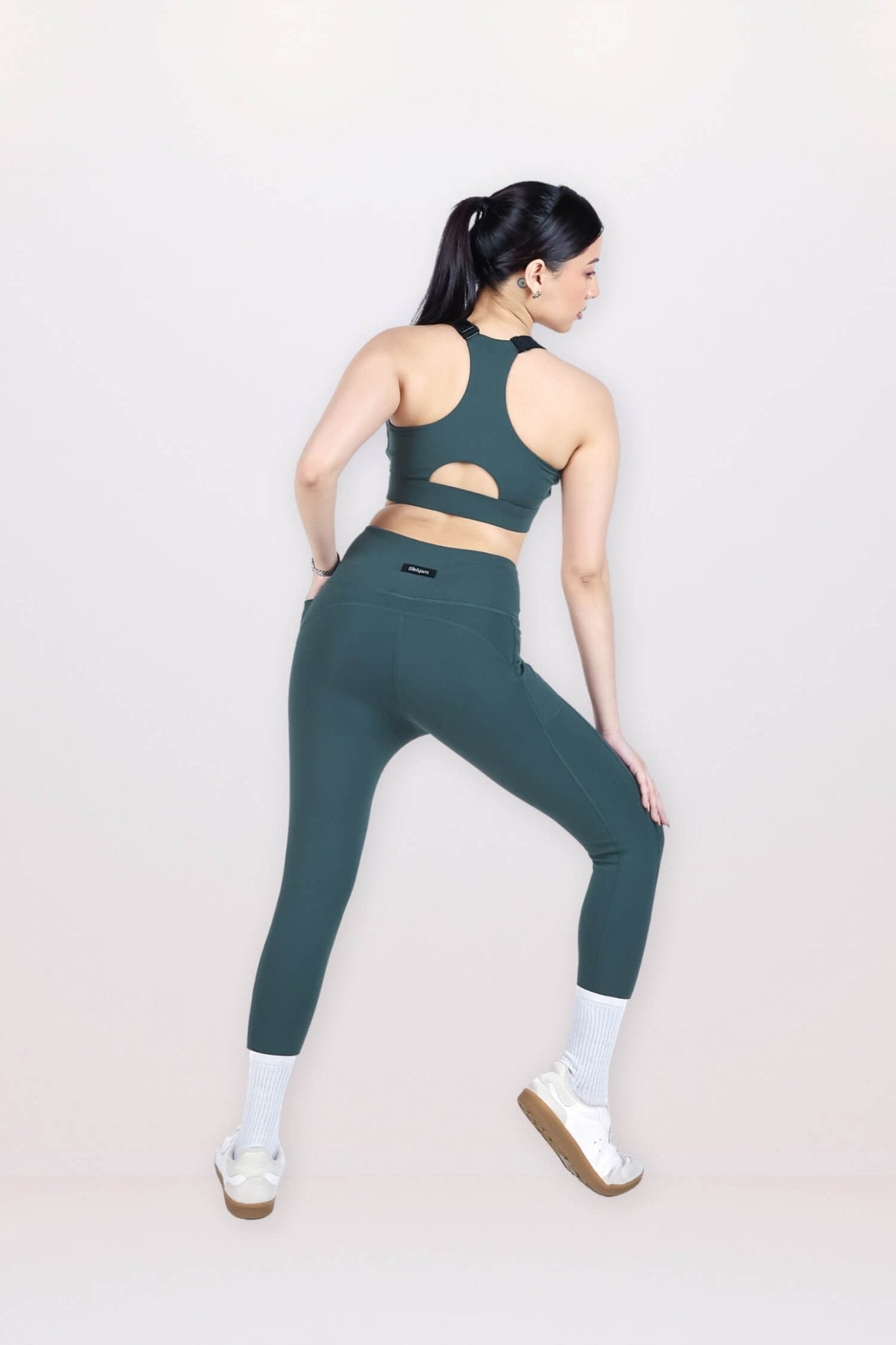 Co - ord Set: Adjustable Straps Sports Bra + Leggings in Jungle Green 2.0 - Life & Jam