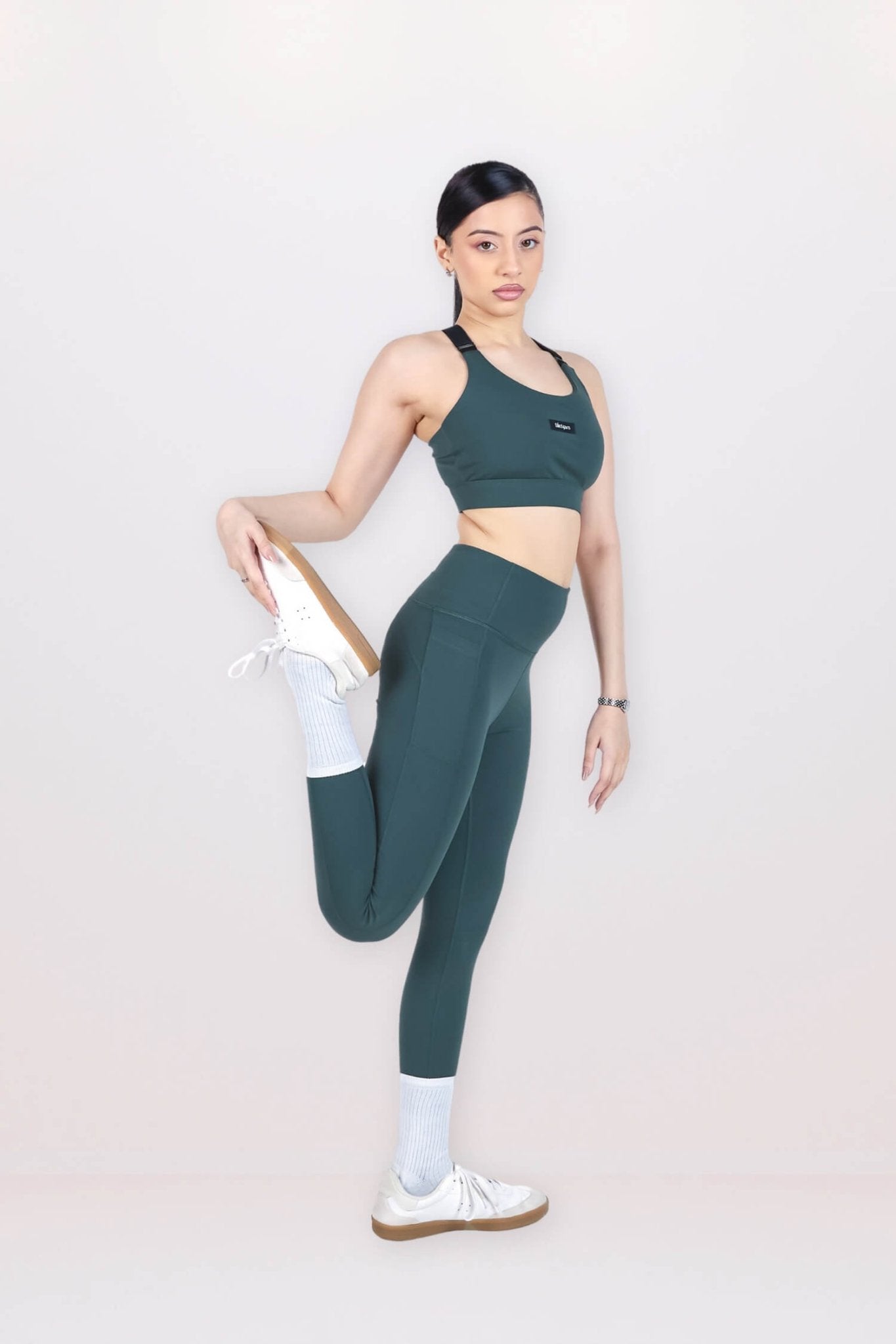 Co - ord Set: Adjustable Straps Sports Bra + Leggings in Jungle Green 2.0 - Life & Jam