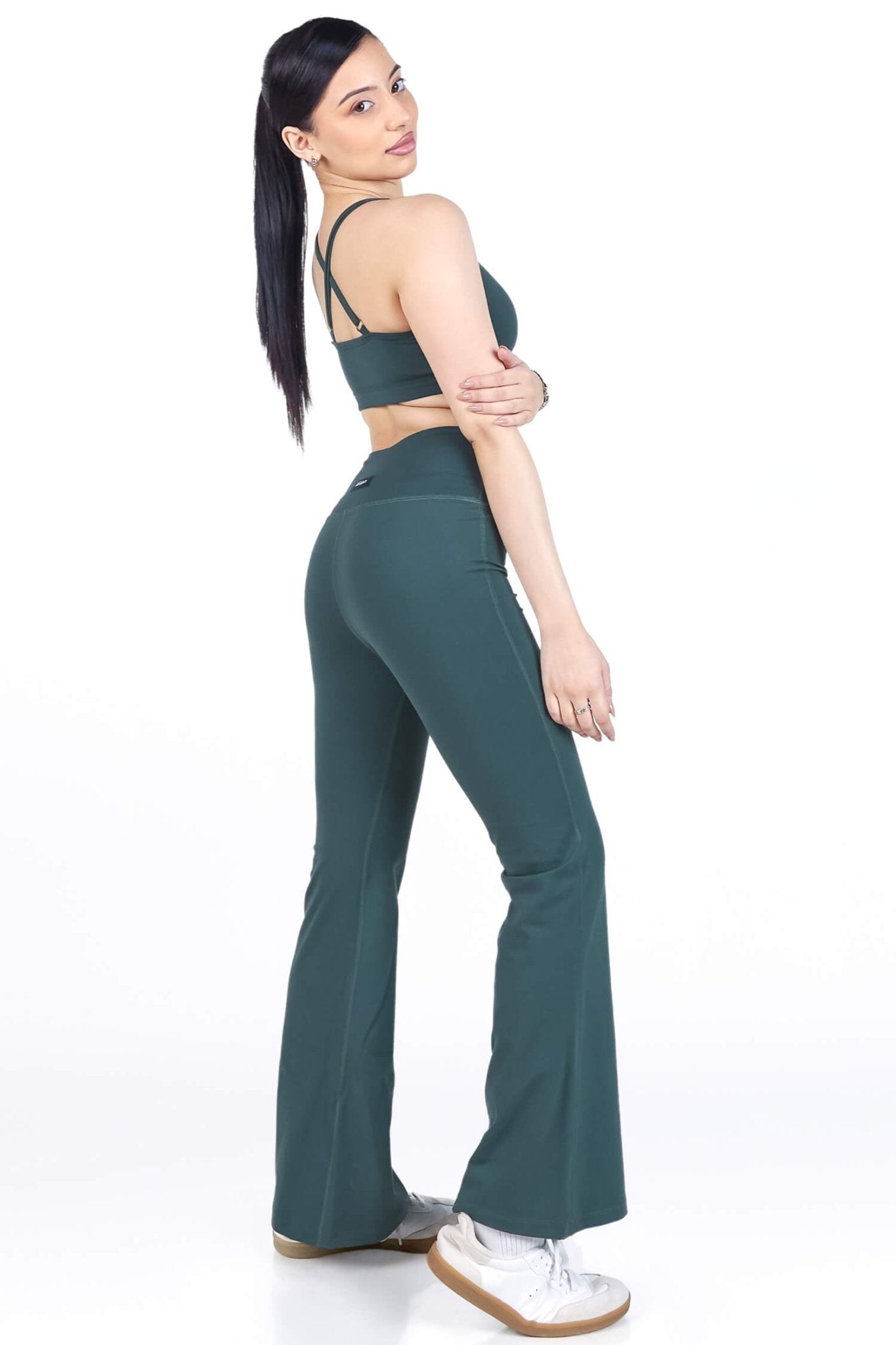 Co - ord Set: Everyday Bralette and Flare Pants Set in Jungle Green - Life & Jam