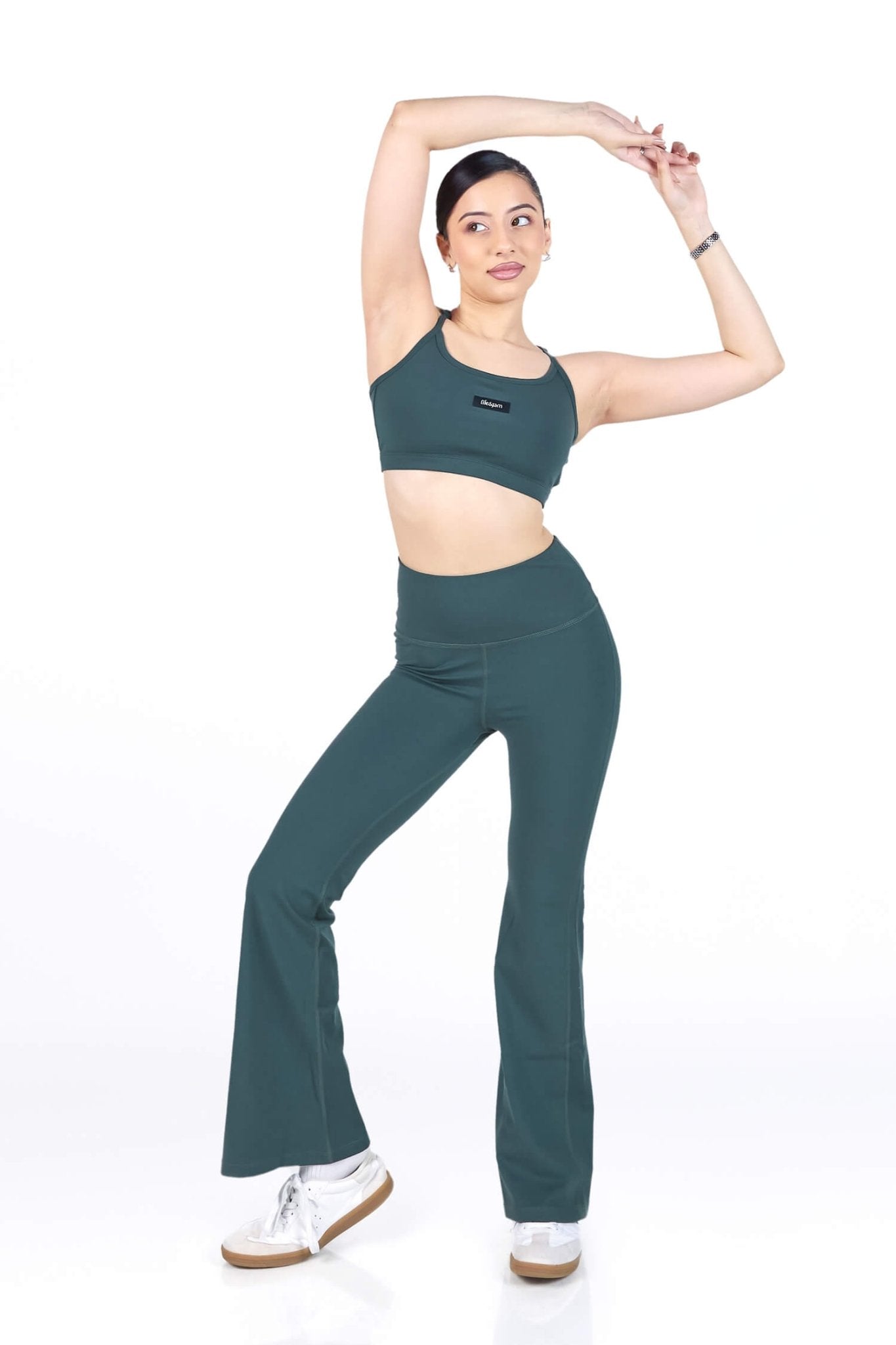 Co - ord Set: Everyday Bralette and Flare Pants Set in Jungle Green - Life & Jam