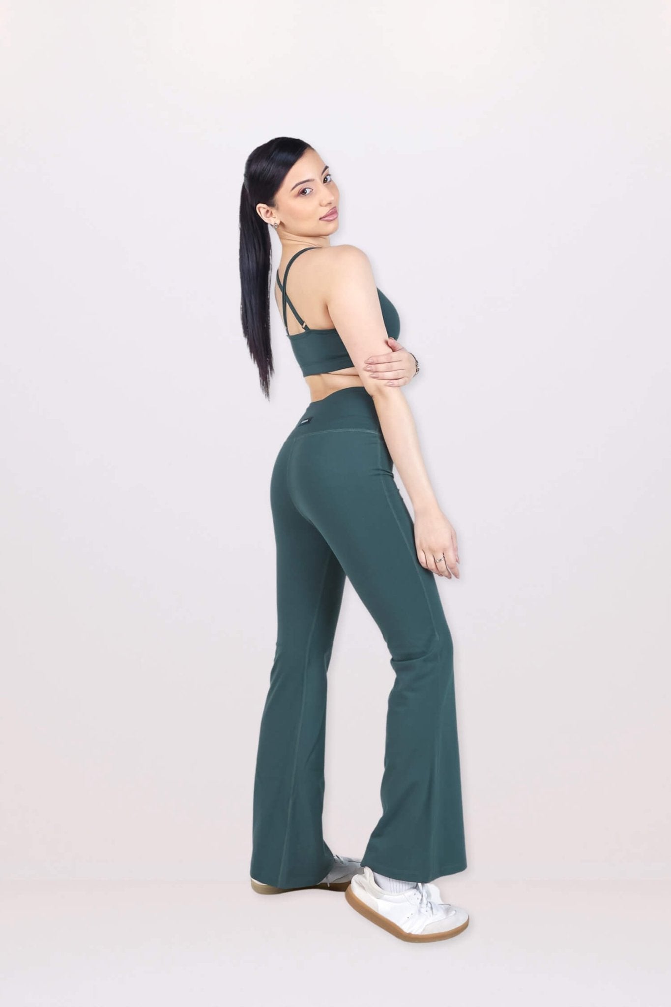 Co - ord Set: Everyday Bralette and Flare Pants Set in Jungle Green - Life & Jam