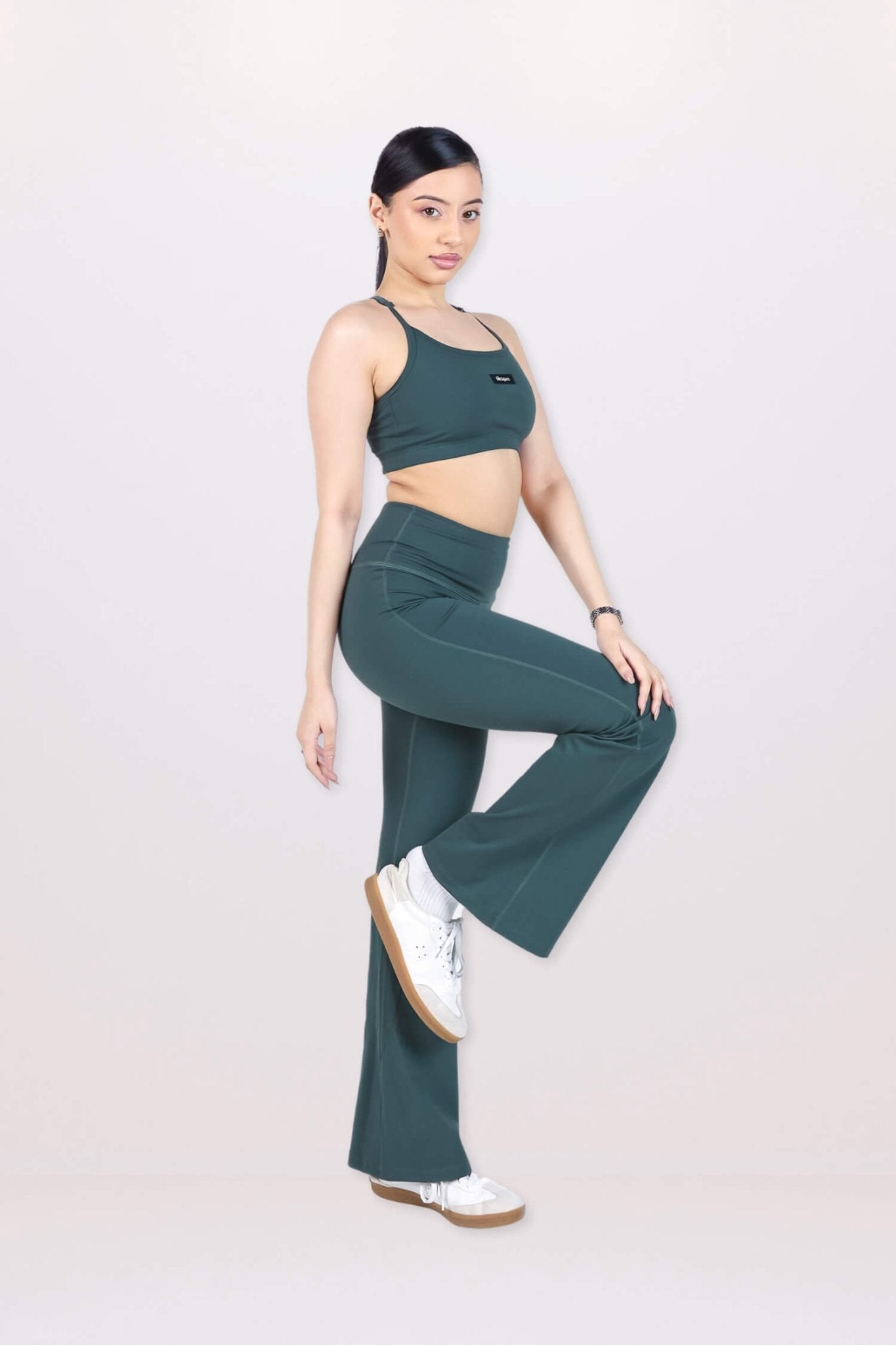 Co - ord Set: Everyday Bralette and Flare Pants Set in Jungle Green - Life & Jam