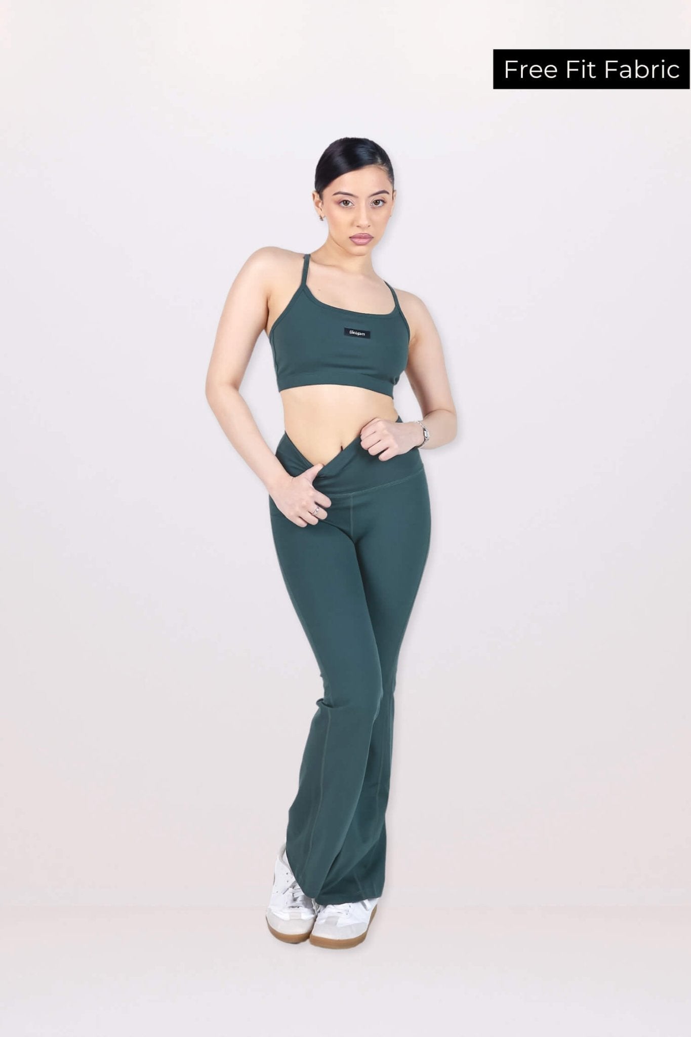 Co - ord Set: Everyday Bralette and Flare Pants Set in Jungle Green - Life & Jam