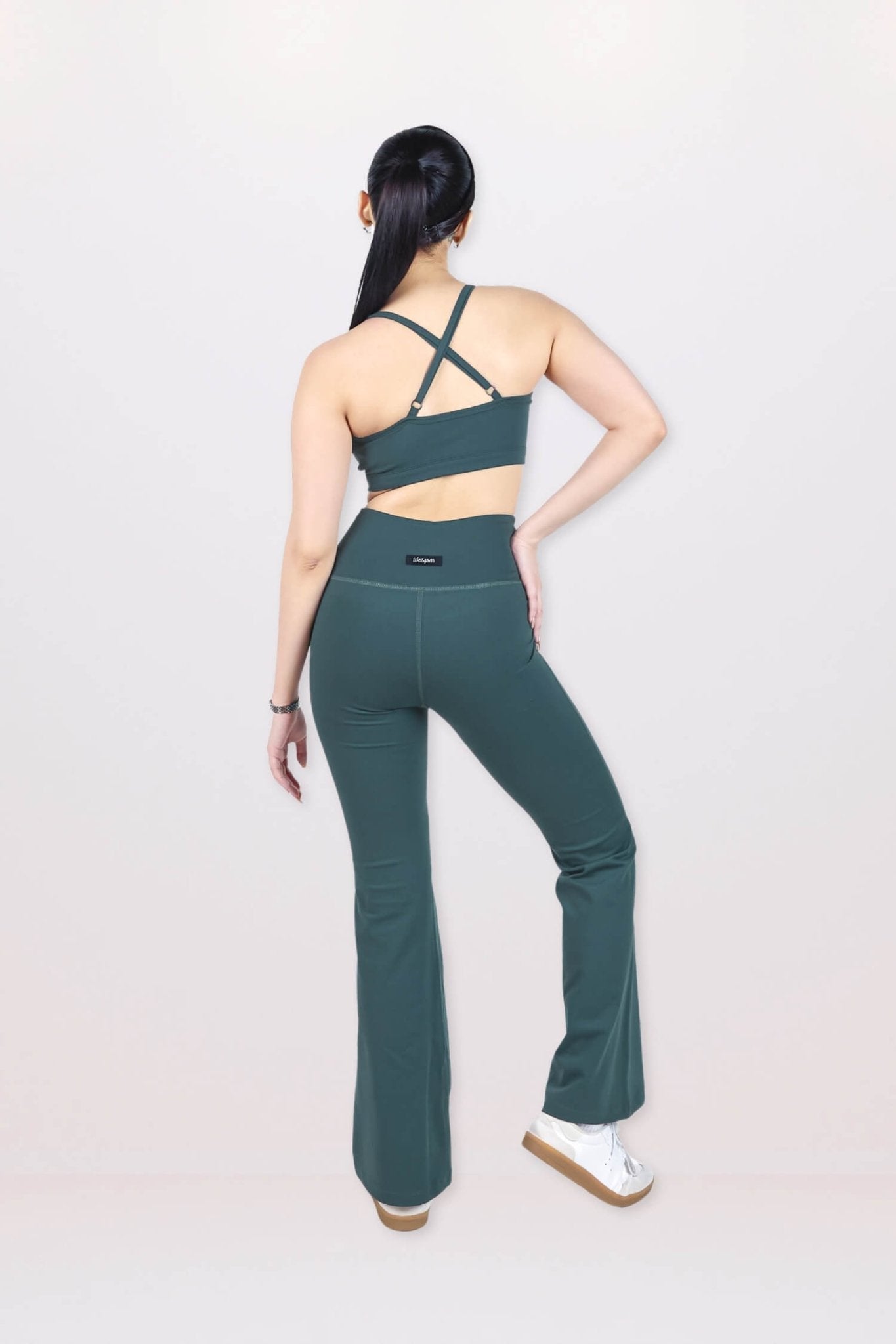 Co - ord Set: Everyday Bralette and Flare Pants Set in Jungle Green - Life & Jam