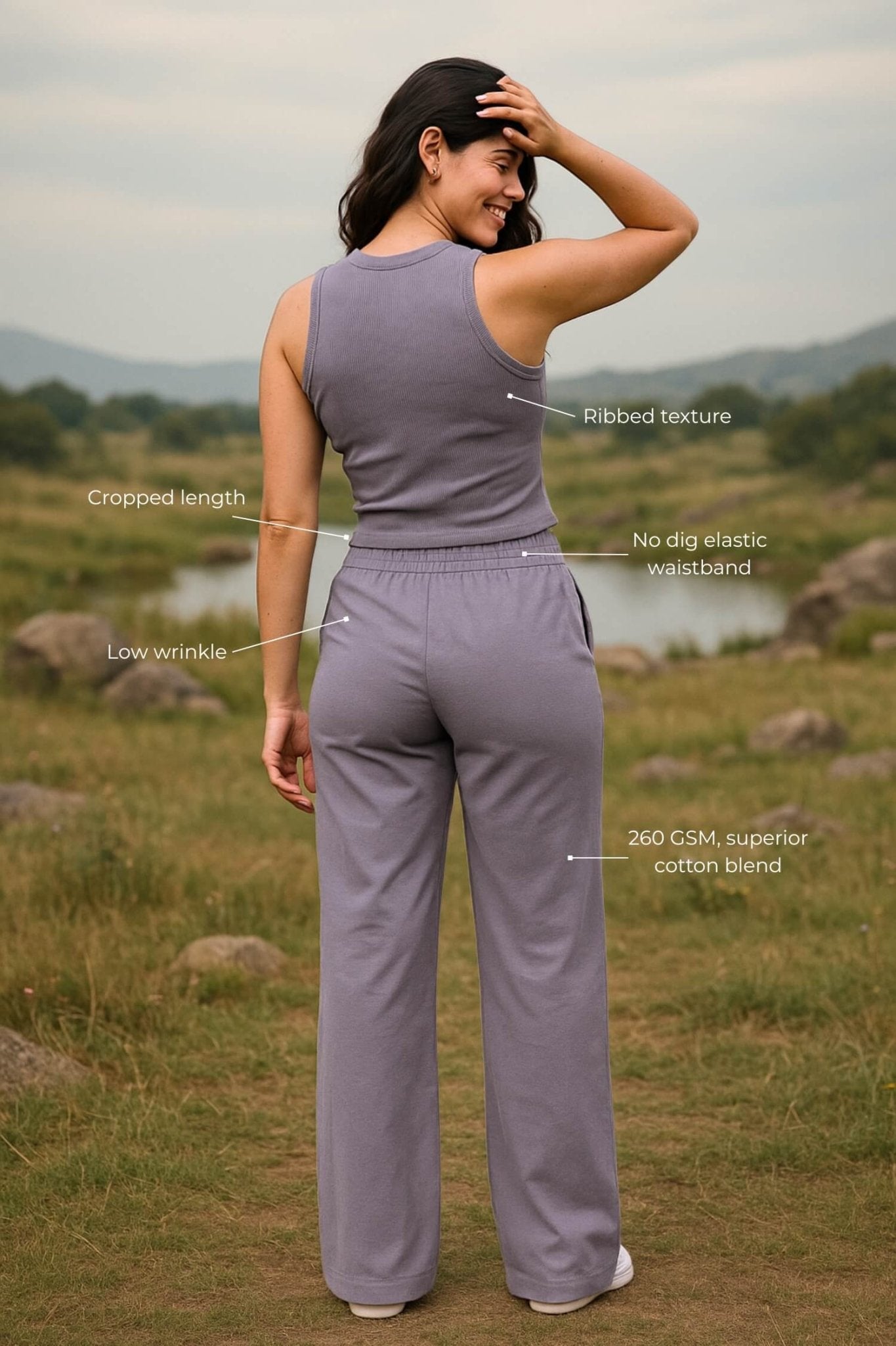 Co - ord Set: Free Spirit Tank & Everyday Lounge Pants in Grey - Life & Jam