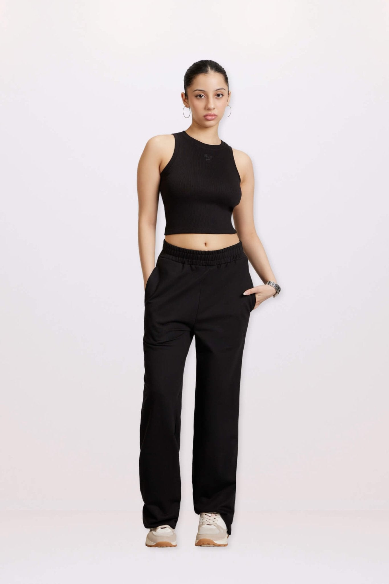 Co - ord Set: Free Spirit Tank & Everyday Lounge Pants in True Black - Life & Jam