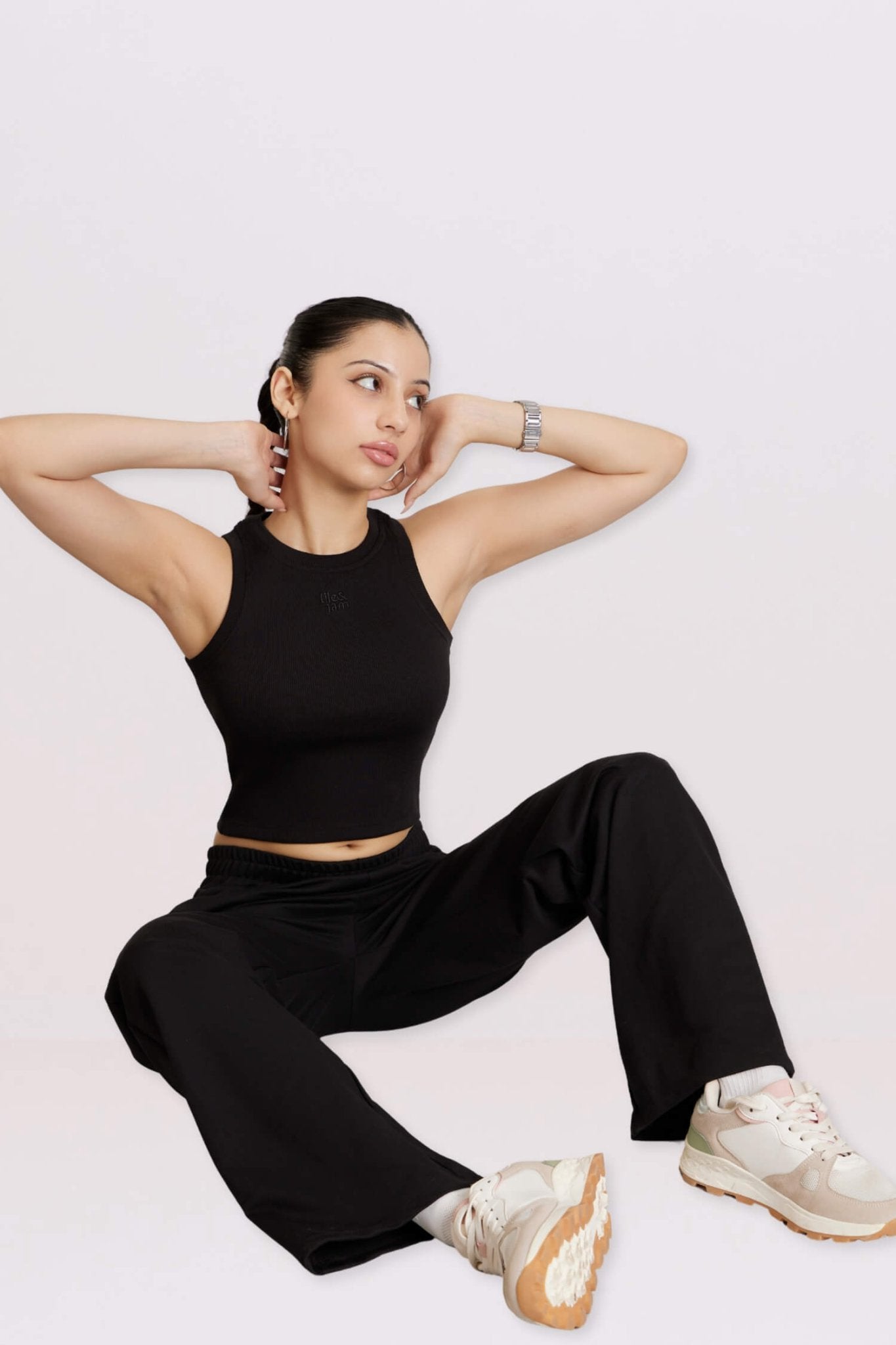Co - ord Set: Free Spirit Tank & Everyday Lounge Pants in True Black - Life & Jam