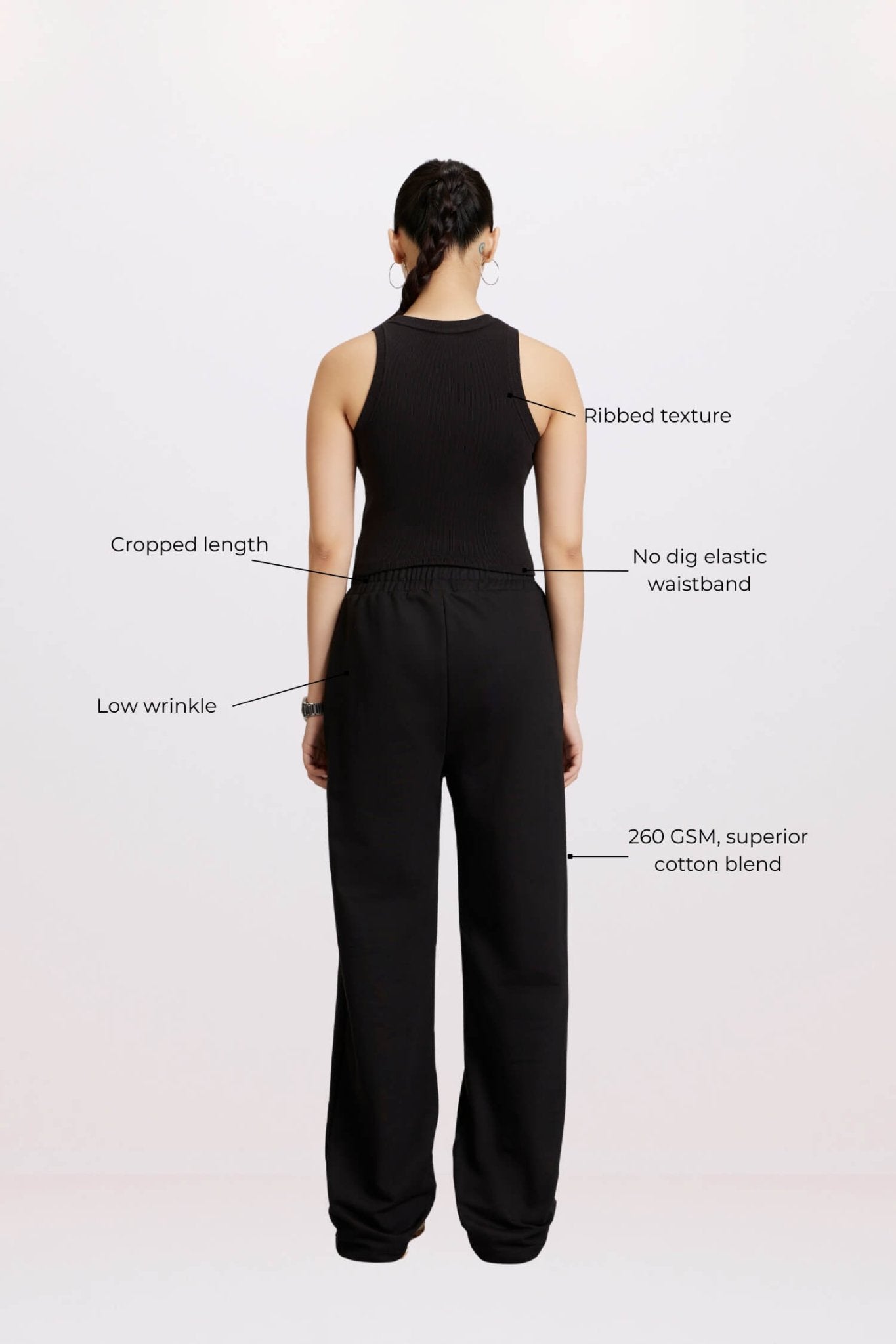 Co - ord Set: Free Spirit Tank & Everyday Lounge Pants in True Black - Life & Jam