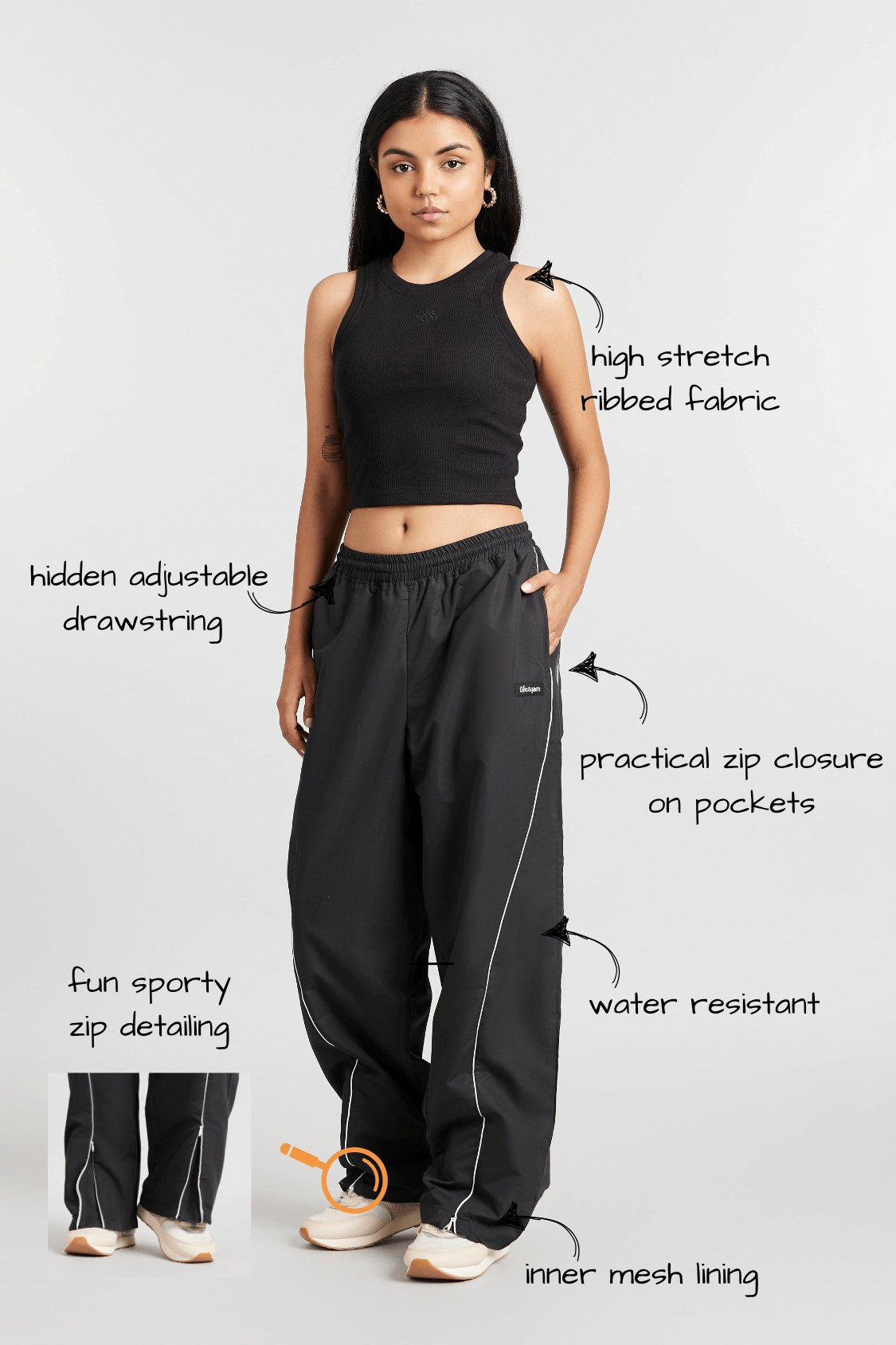 Co - ord Set: Free Spirit Tank & Hike Pants in True Black - Life & Jam