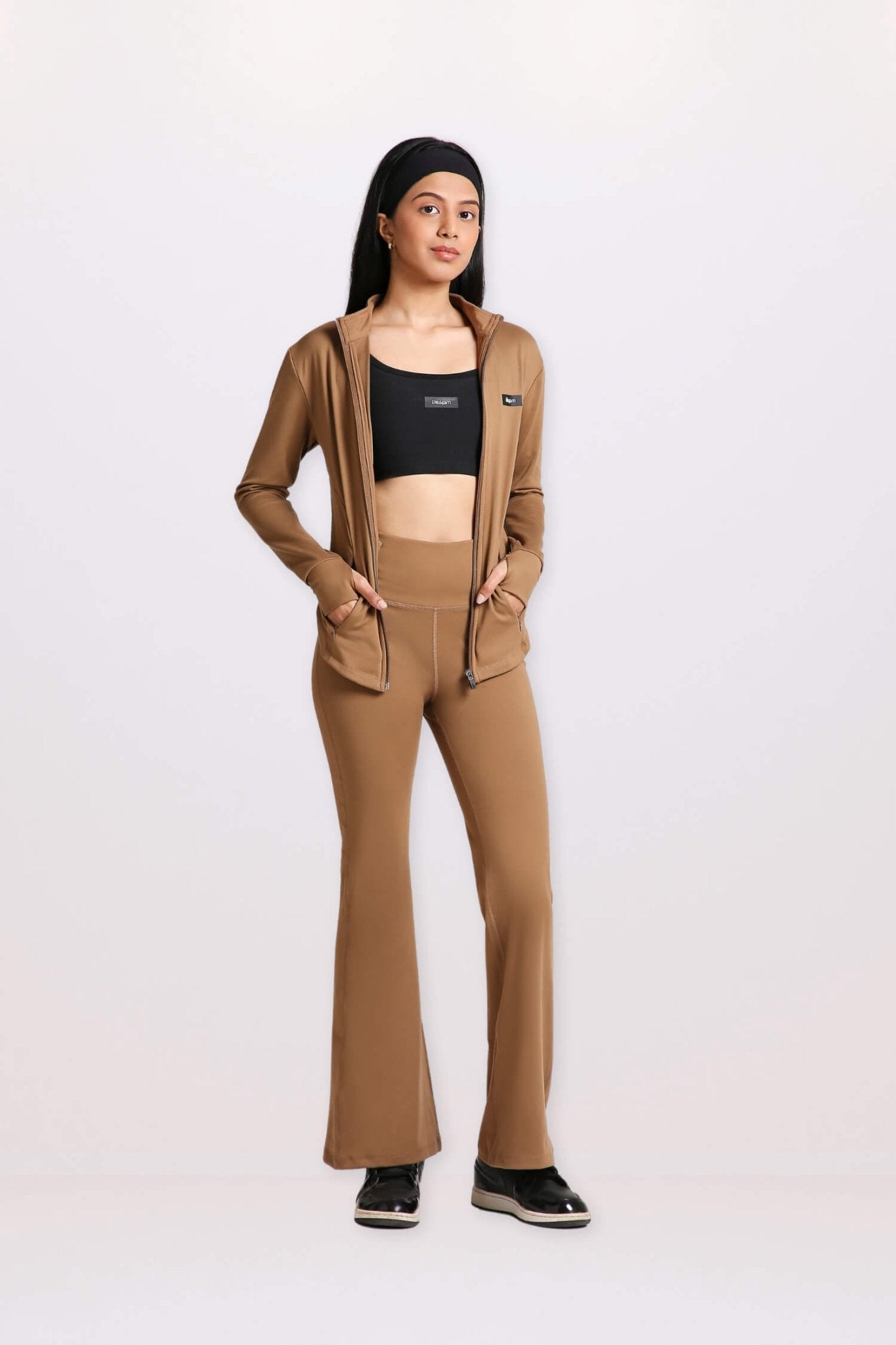 Co - ord Set: Good Girl Code Jacket & Flare Pants Set in Mountain Tan - Life & Jam