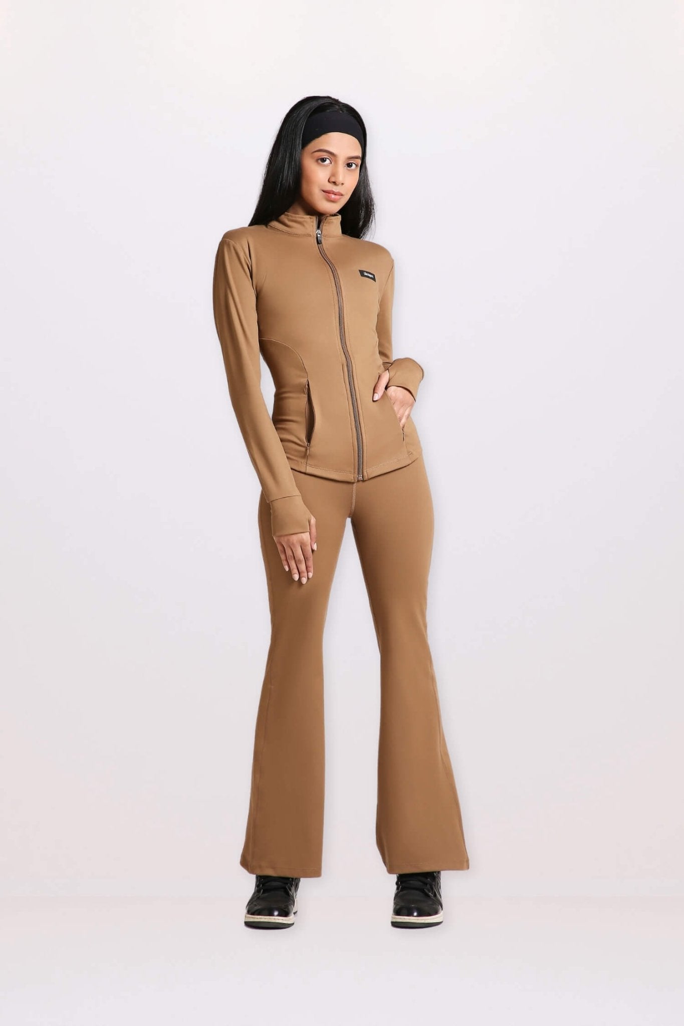 Co - ord Set: Good Girl Code Jacket & Flare Pants Set in Mountain Tan - Life & Jam