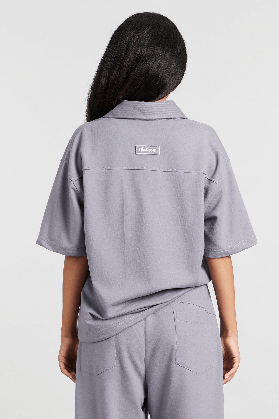 Co - ord Set: Hybrid Polo Tee & Pants in Grey - Life & Jam