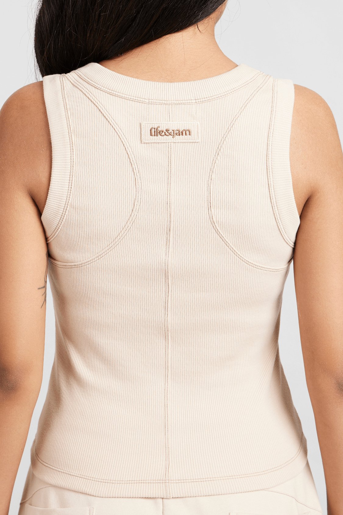 Co - ord Set: Hybrid Tank Tee & Pants in Marshmallow - Life & Jam