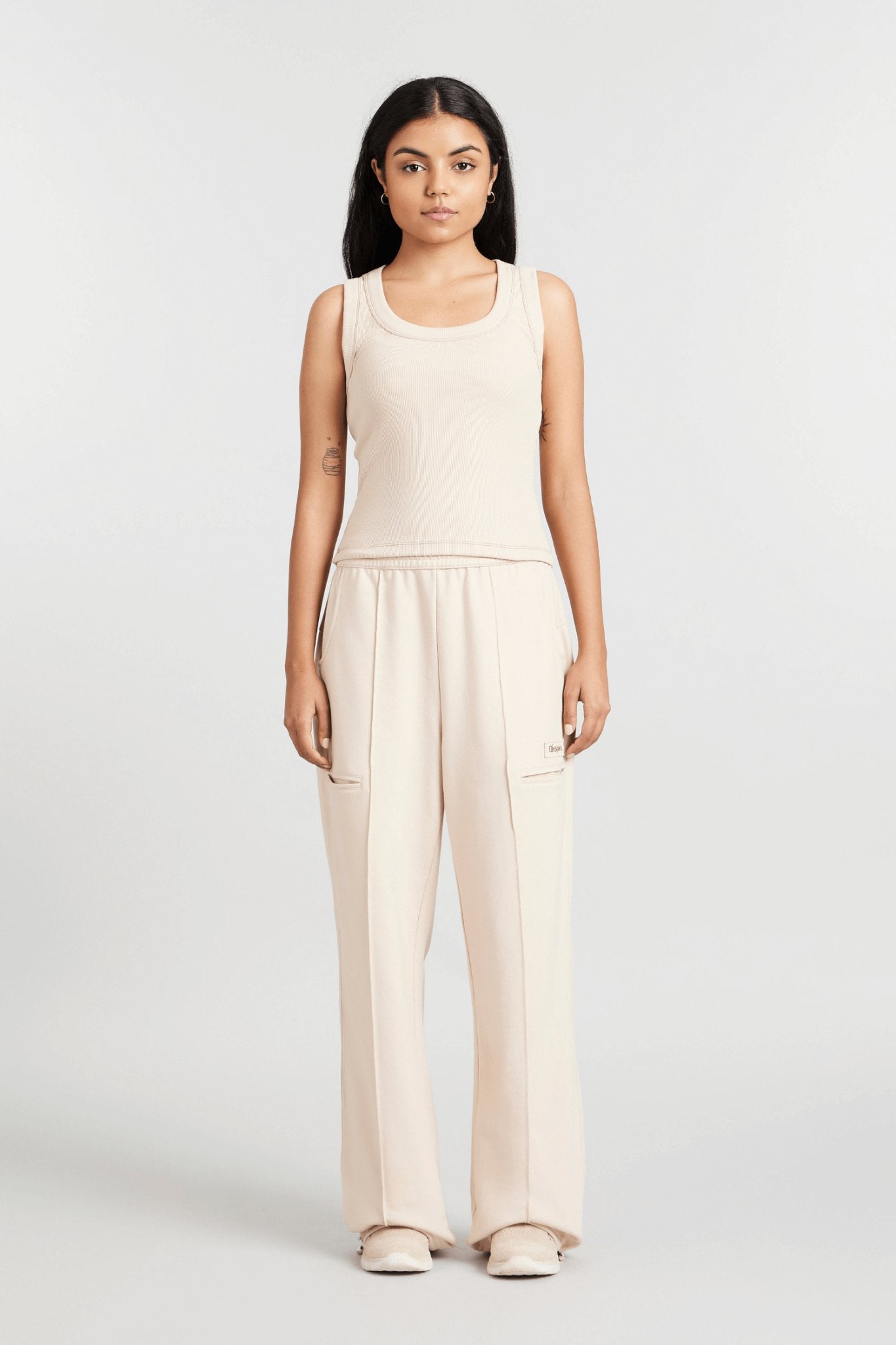 Co - ord Set: Hybrid Tank Tee & Pants in Marshmallow - Life & Jam
