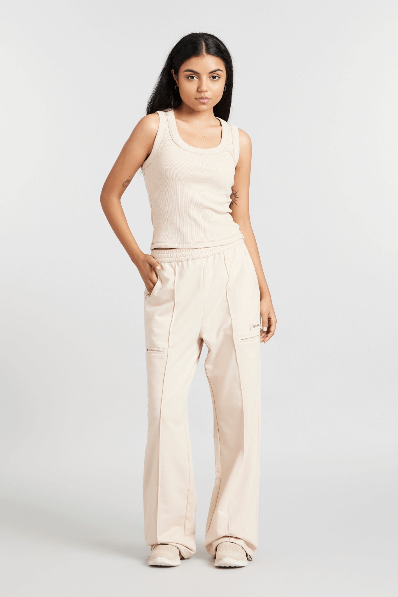 Co - ord Set: Hybrid Tank Tee & Pants in Marshmallow - Life & Jam