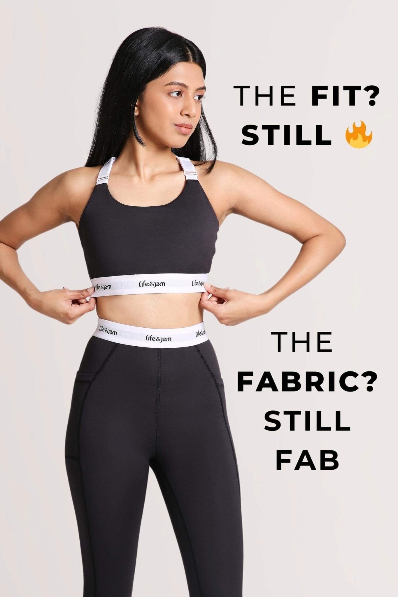 Co - ord Set: OG Good Girl Sports Bra & Leggings Set in Charcoal - Life & Jam