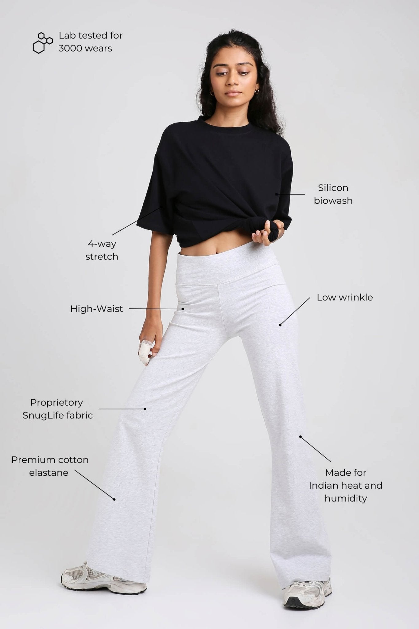 Co - ord Set: Oversized Tee & Chill Flares in Black & Greystone - Life & Jam