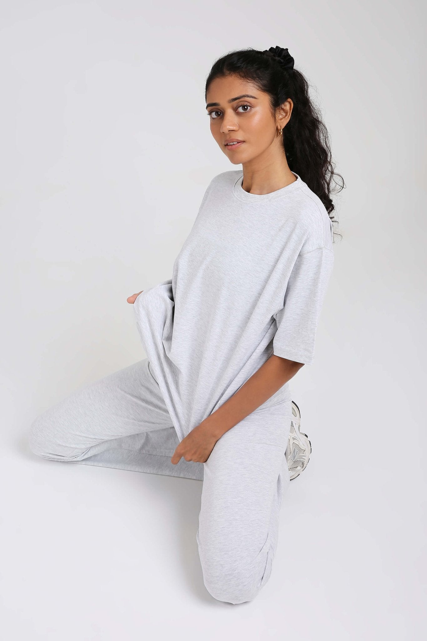 Co - ord Set: Oversized Tee & Chill Flares in Greystone - Life & Jam