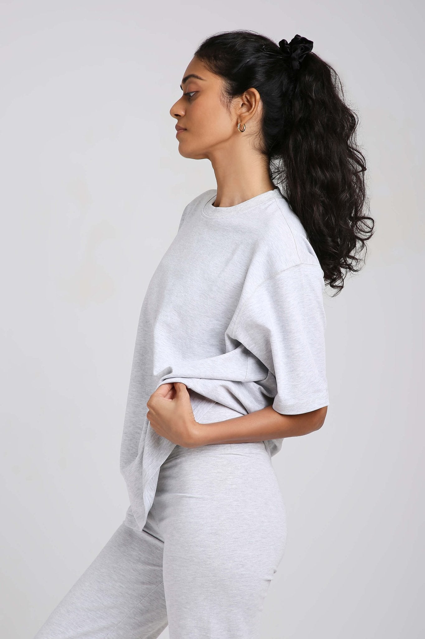 Co - ord Set: Oversized Tee & Chill Flares in Greystone - Life & Jam