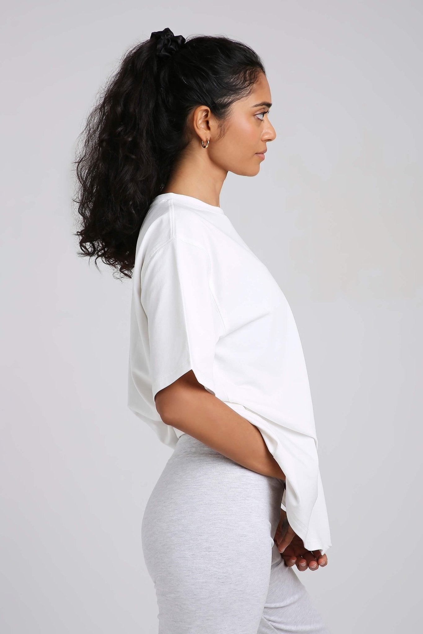 Co - ord Set: Oversized Tee & Chill Flares in White & Greystone - Life & Jam