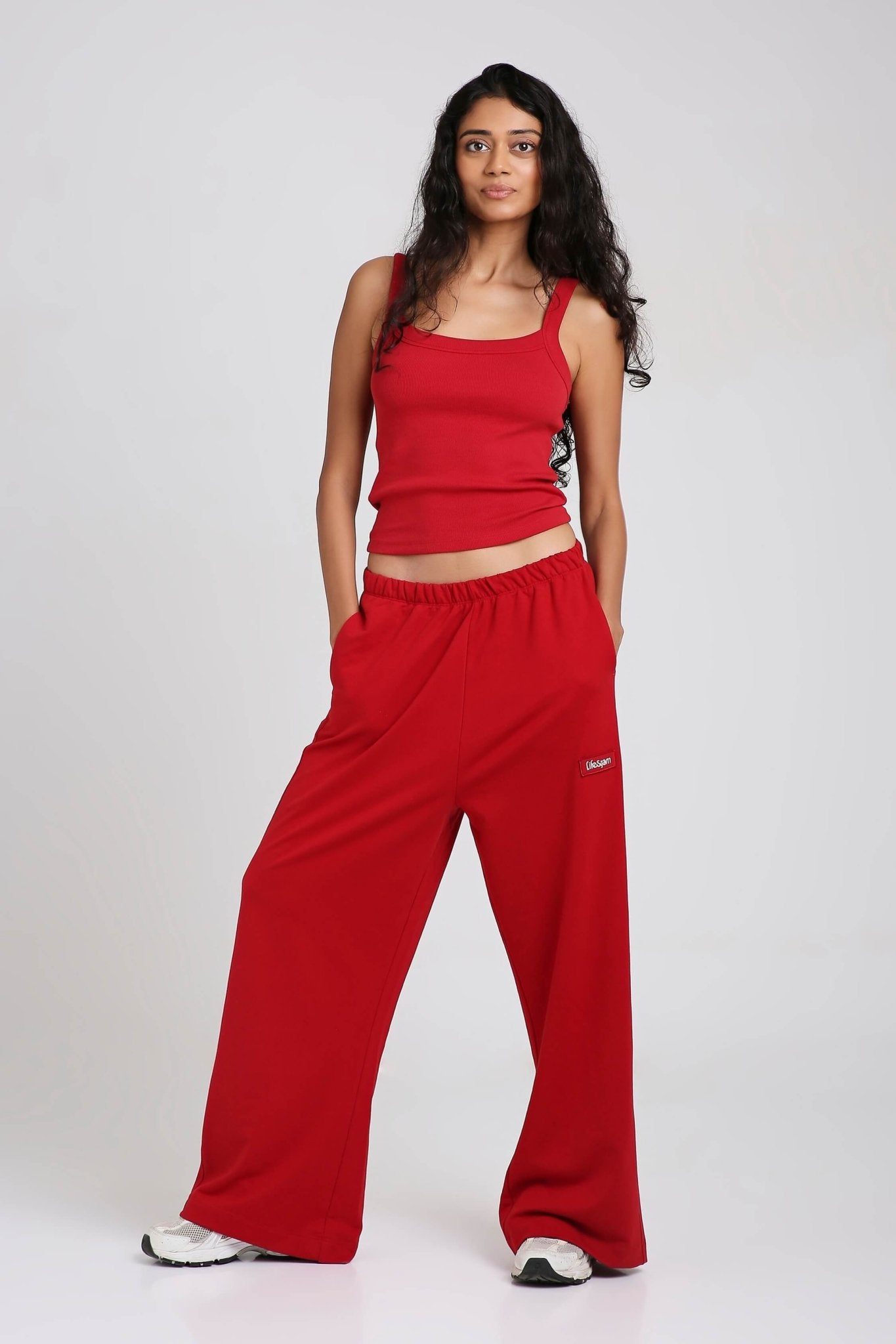 Co - ord Set: Strappy Tank & Loungers in Cherry Red - Life & Jam