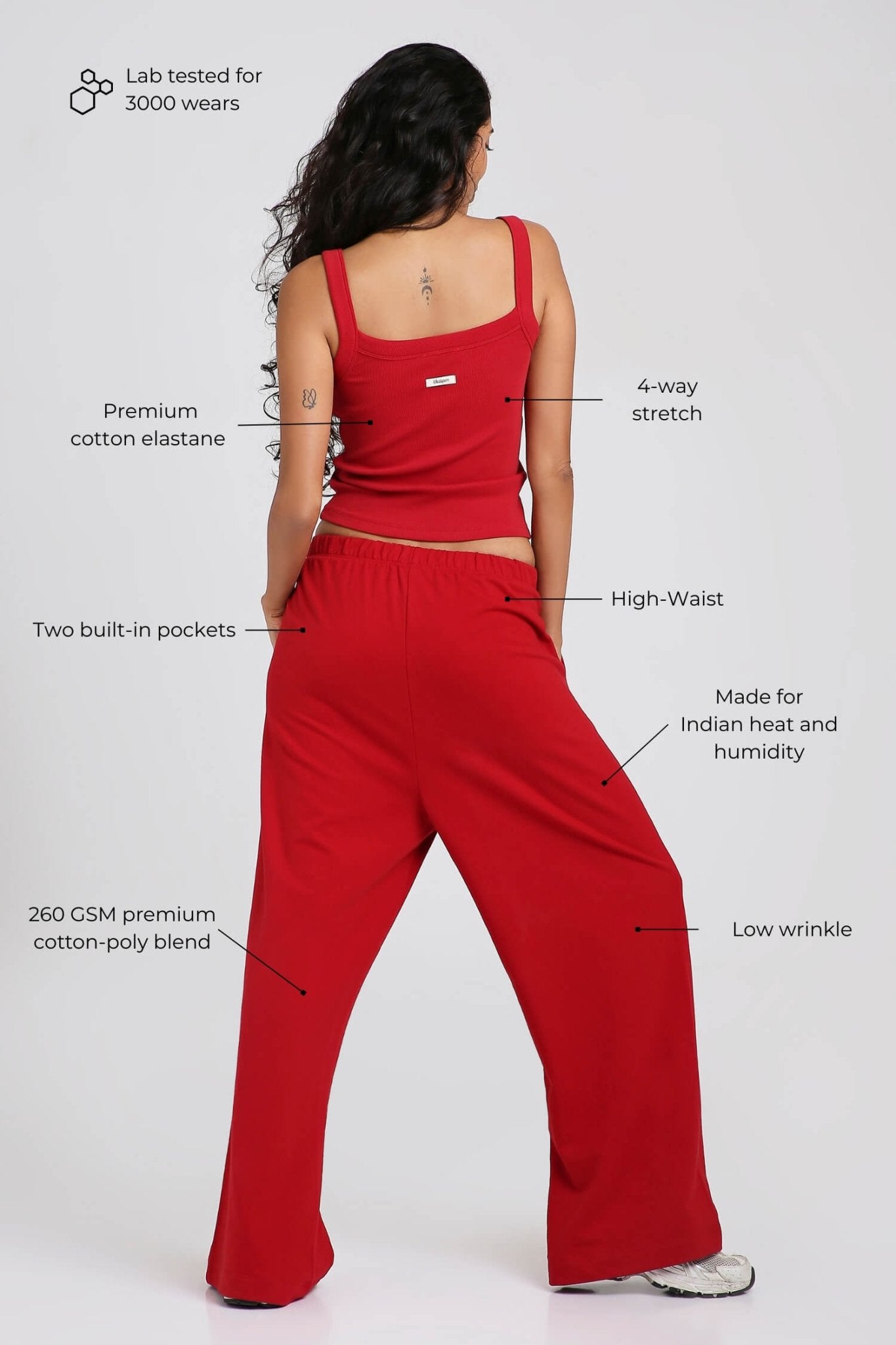 Co - ord Set: Strappy Tank & Loungers in Cherry Red - Life & Jam