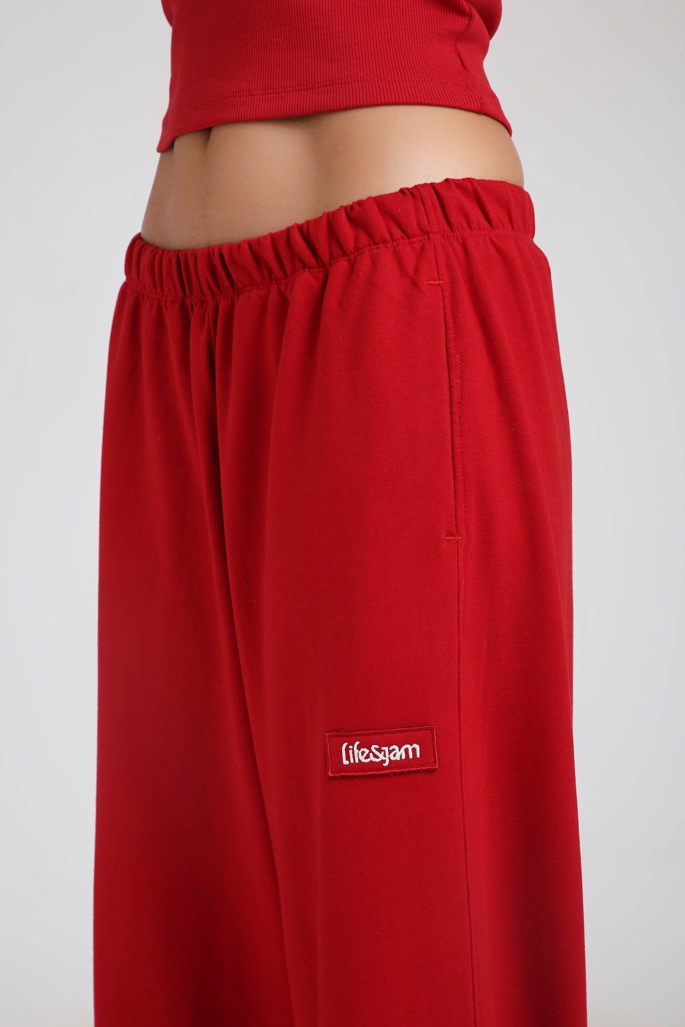 Co - ord Set: Strappy Tank & Loungers in Cherry Red - Life & Jam