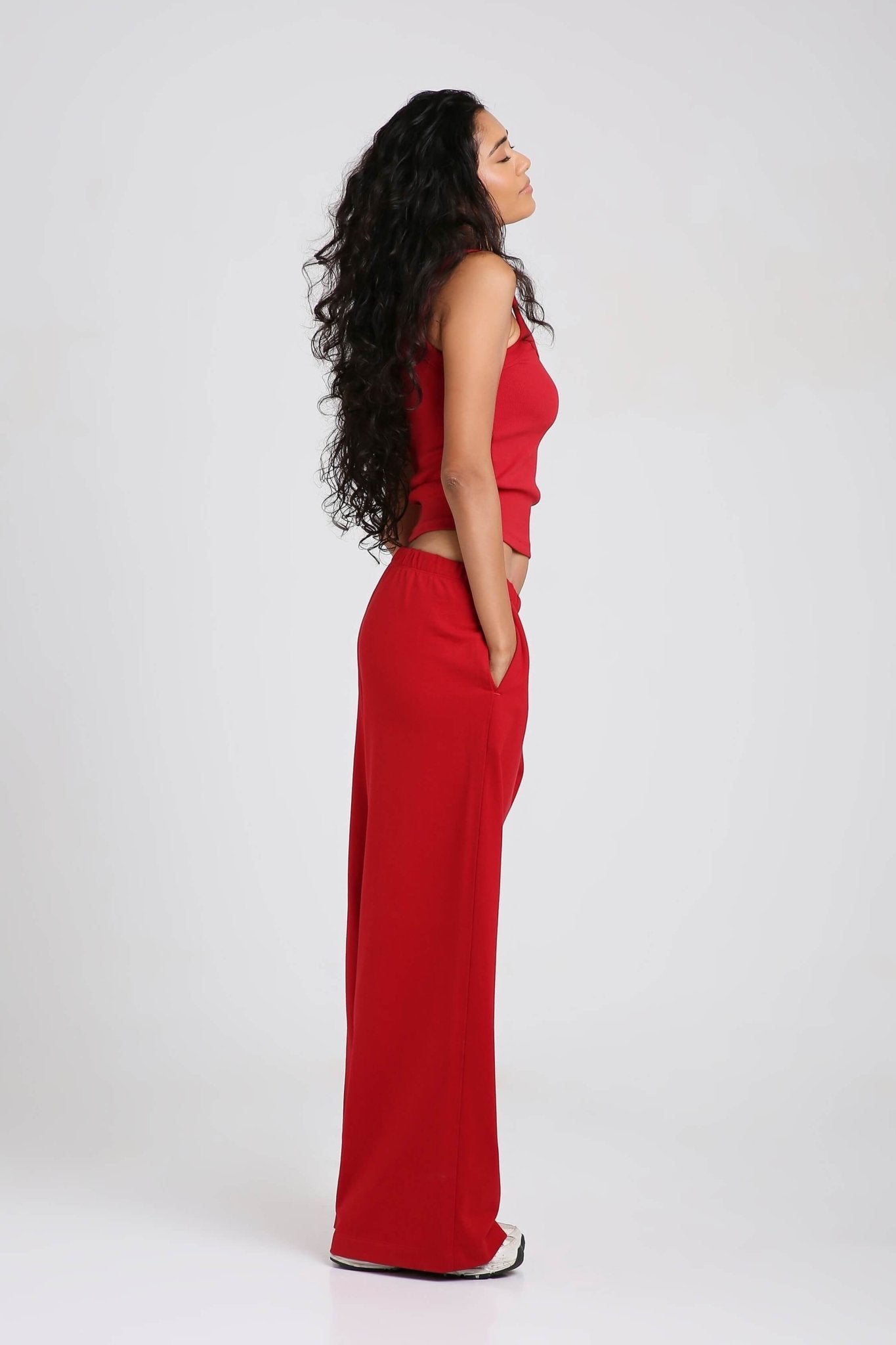 Co - ord Set: Strappy Tank & Loungers in Cherry Red - Life & Jam