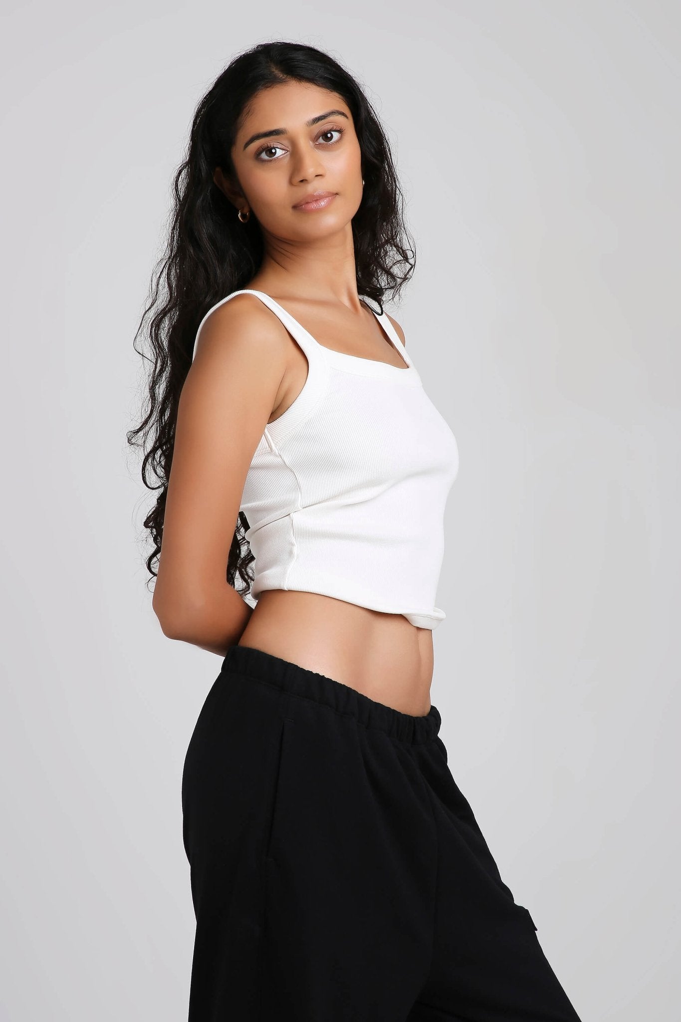 Co - ord Set: Strappy Tank & Loungers in White & Black - Life & Jam