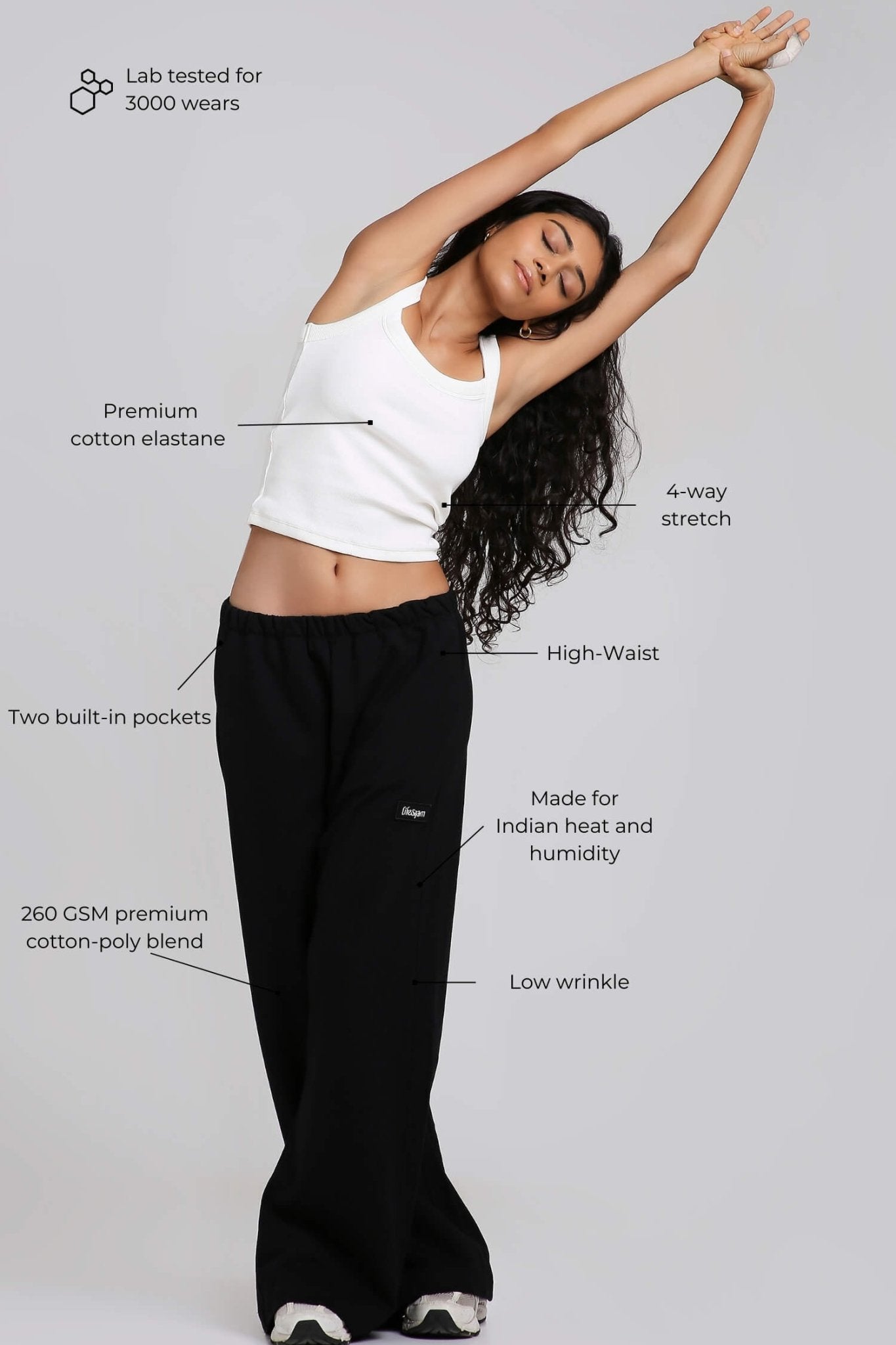 Co - ord Set: Strappy Tank & Loungers in White & Black - Life & Jam