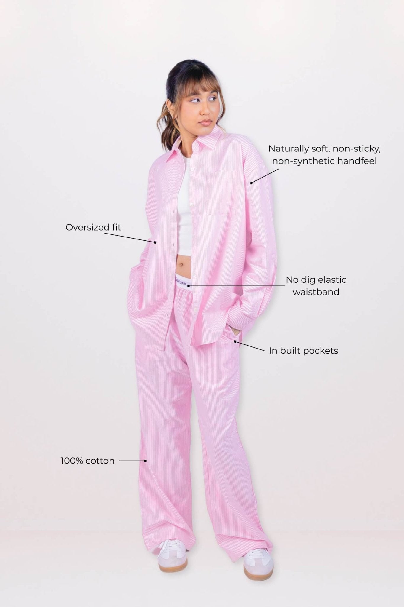 Co - ord Set: Summer Jam Shirt & Pants in Strippy Pink - Life & Jam