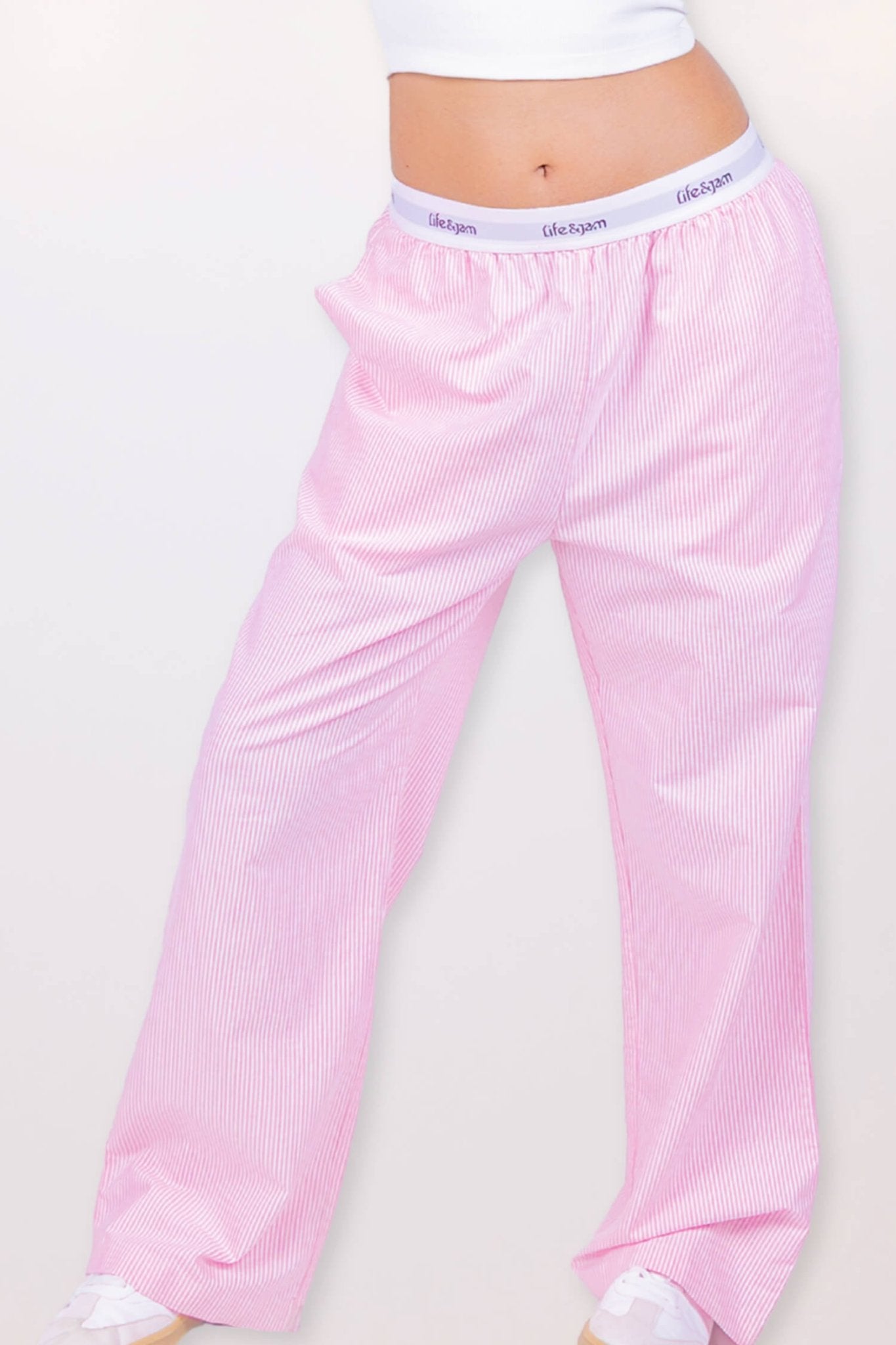 Co - ord Set: Summer Jam Shirt & Pants in Strippy Pink - Life & Jam