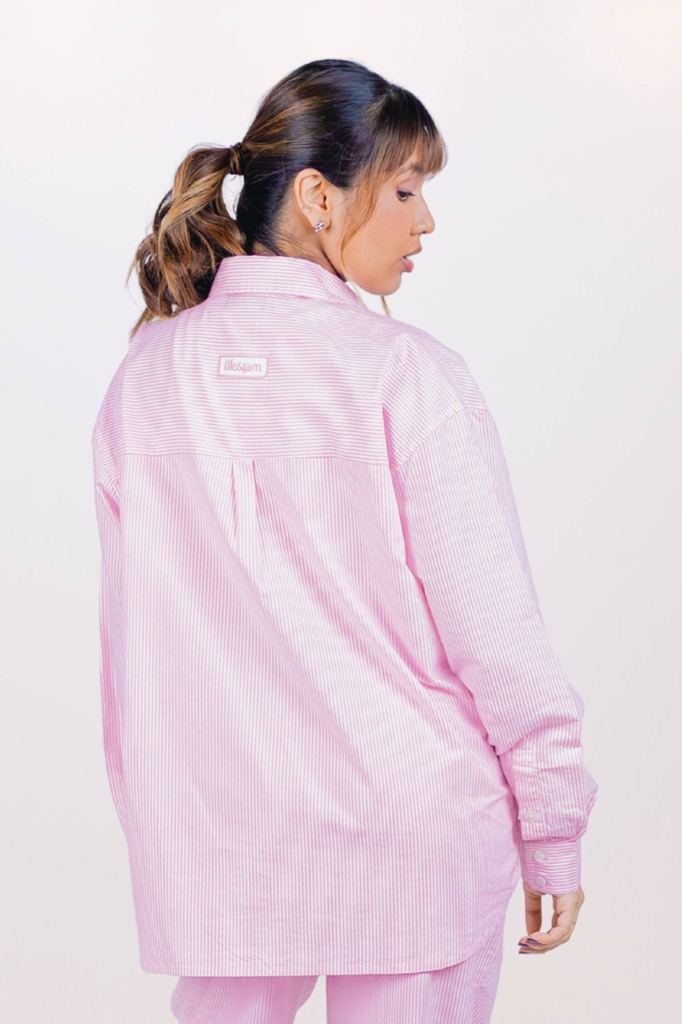 Co - ord Set: Summer Jam Shirt & Shorts in Strippy Pink - Life & Jam