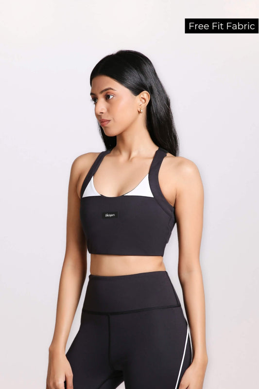 Draw the Line Sports Bra in Charcoal - Life & Jam