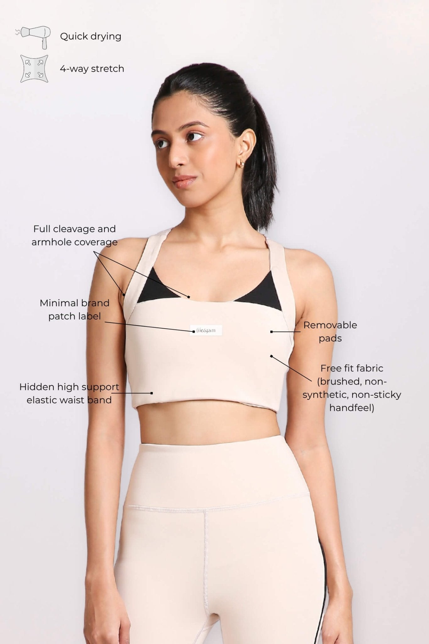 Draw the Line Sports Bra in Marshmallow - Life & Jam