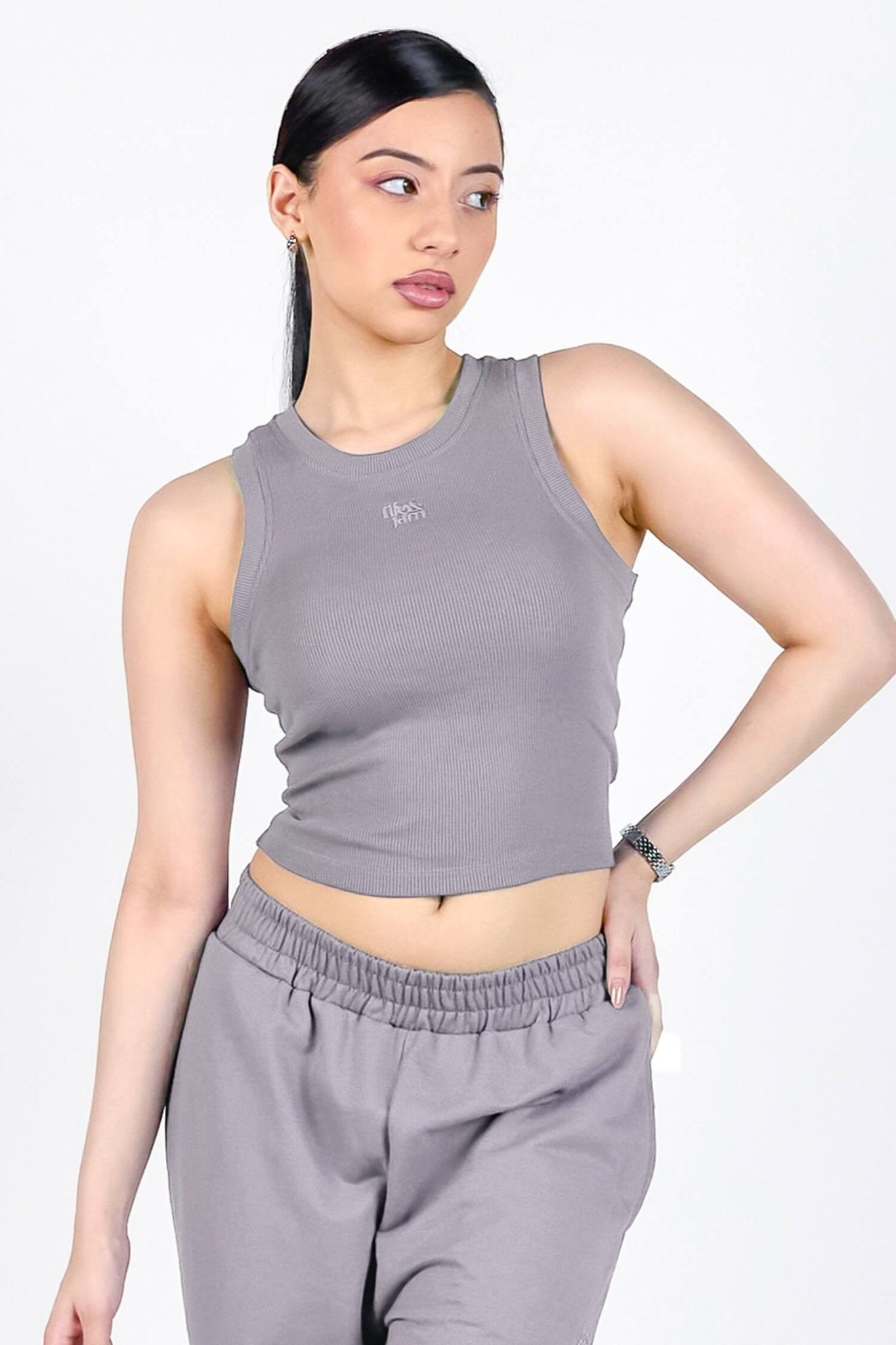 Free Spirit Ribbed Tank In Grey - Life & Jam