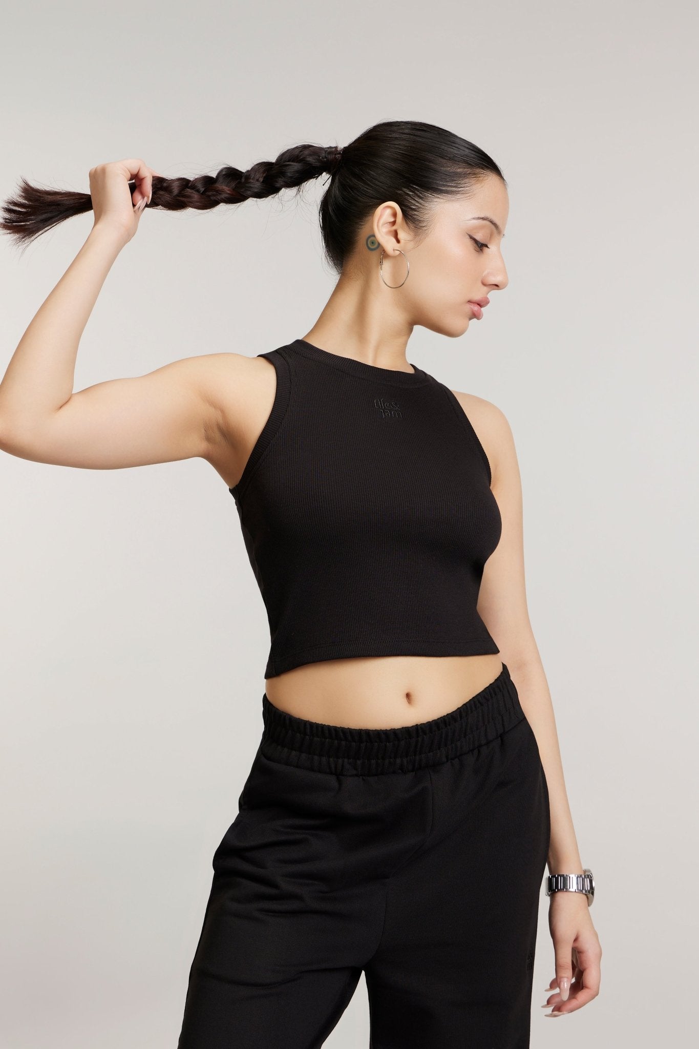 Free Spirit Ribbed Tank In True Black - Life & Jam