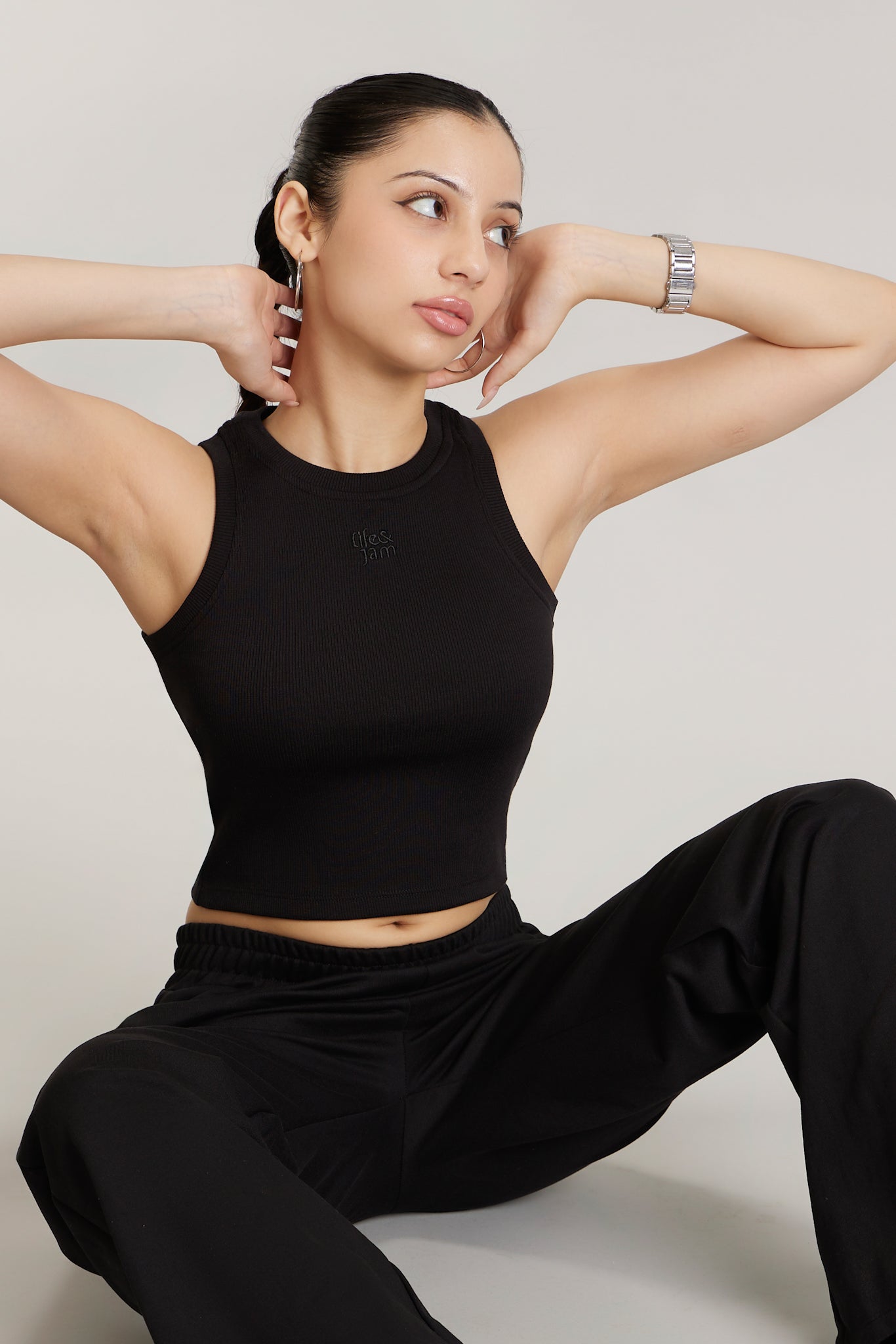 Free Spirit Ribbed Tank In True Black & Snow White - Life & Jam