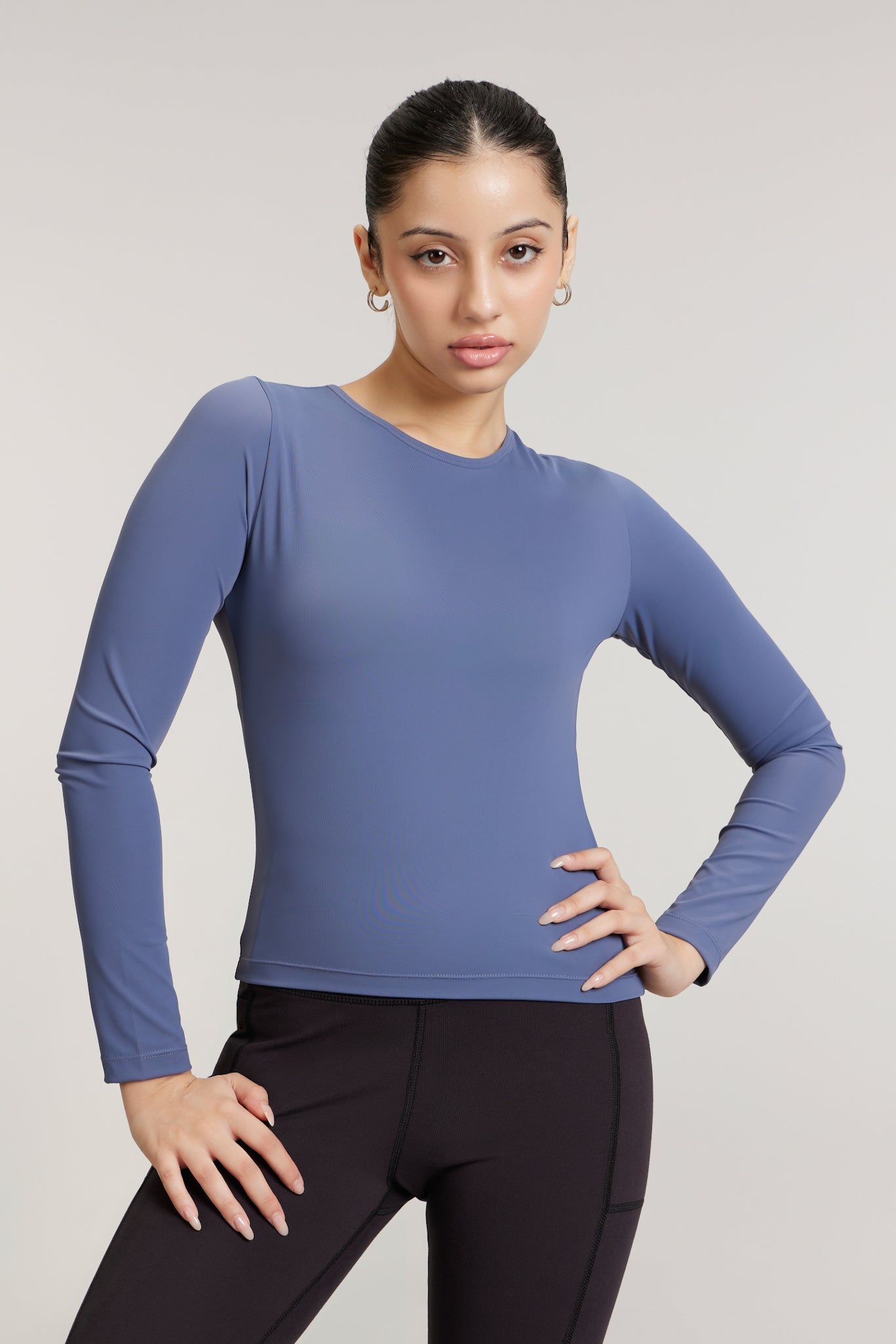 Full Sleeves Quick - Dry Gym Tee in Ash Blue - Life & Jam