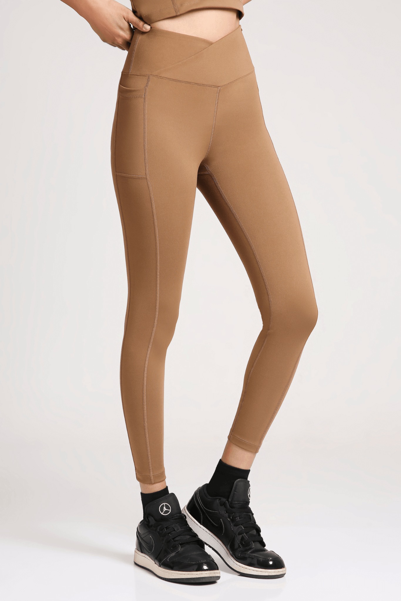 Good Girl Code Crossover Leggings in Mountain Tan - Life & Jam